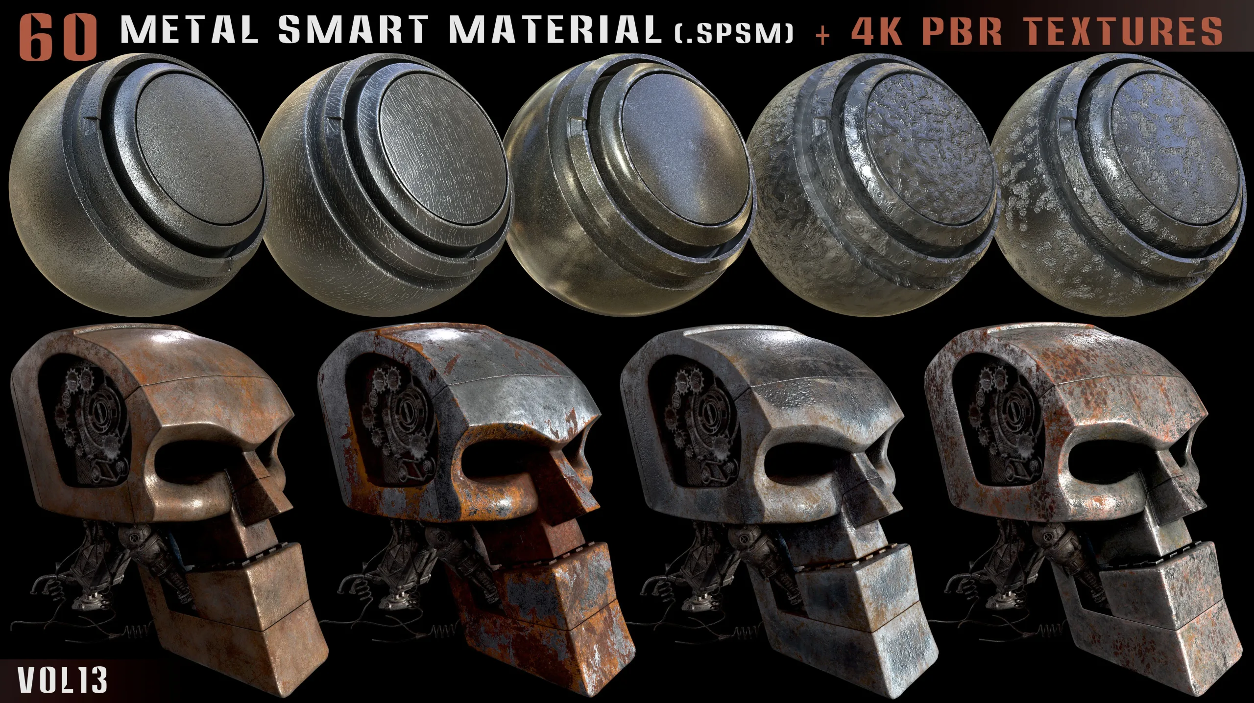 60 Metal Smart Materials & 4k PBR Textures - Vol. 13