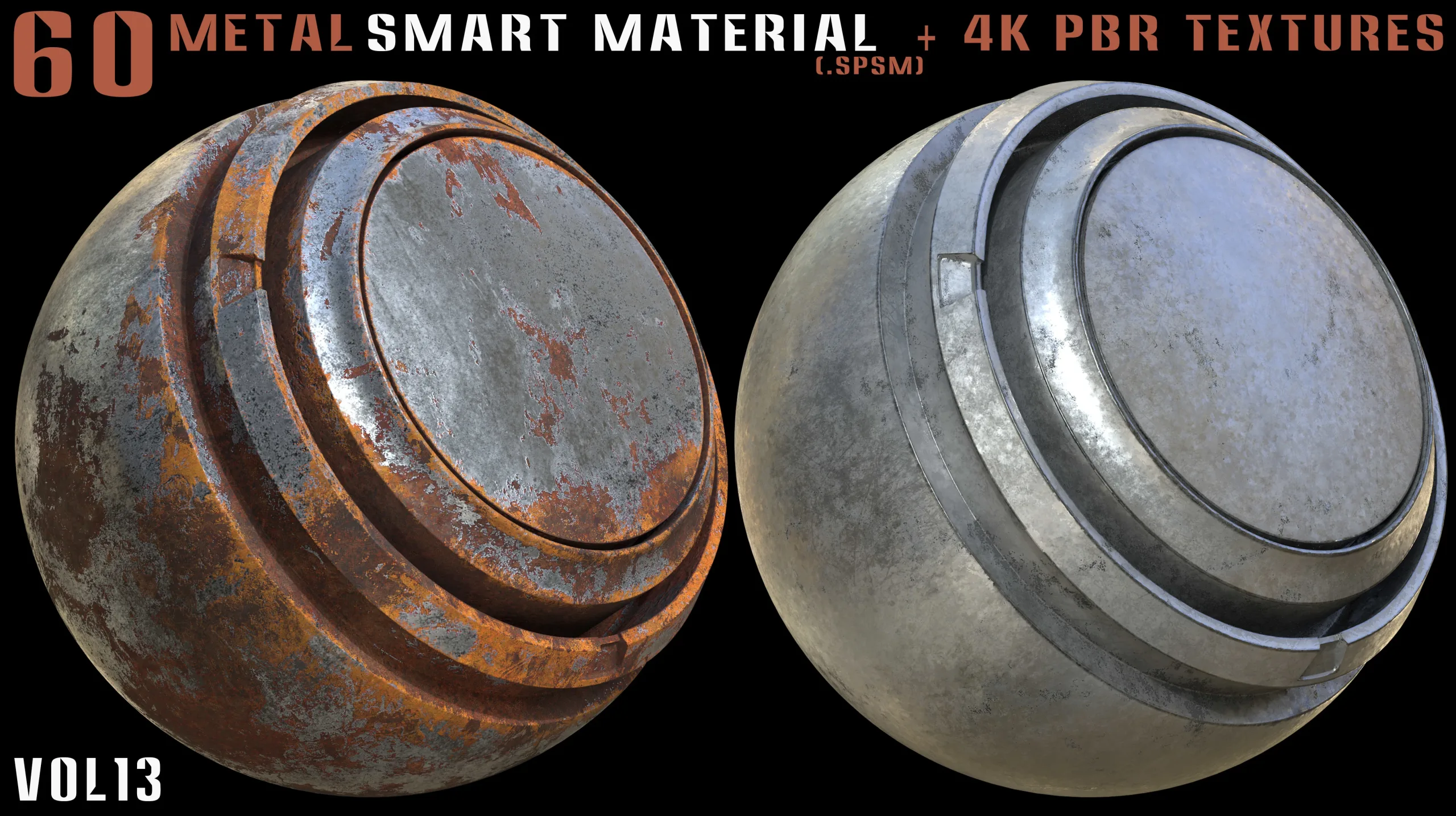 60 Metal Smart Materials & 4k PBR Textures - Vol. 13