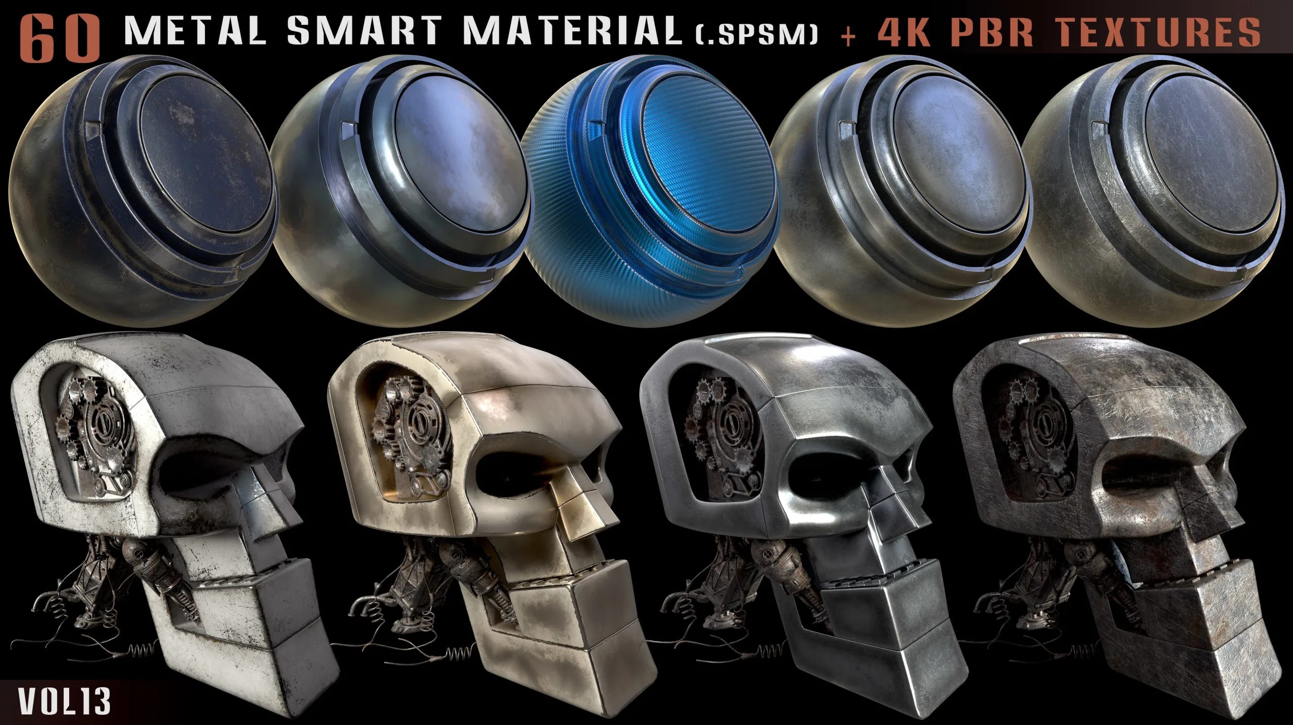 60 Metal Smart Materials & 4k PBR Textures - Vol. 13