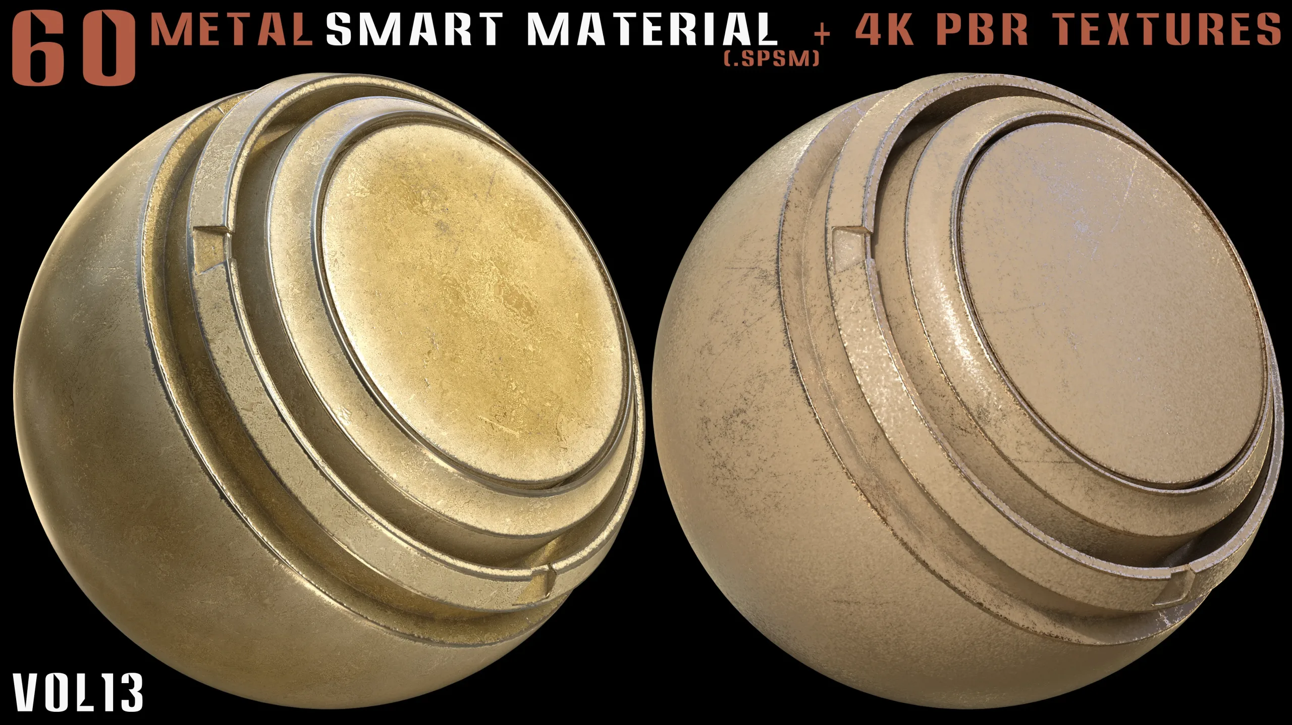 60 Metal Smart Materials & 4k PBR Textures - Vol. 13