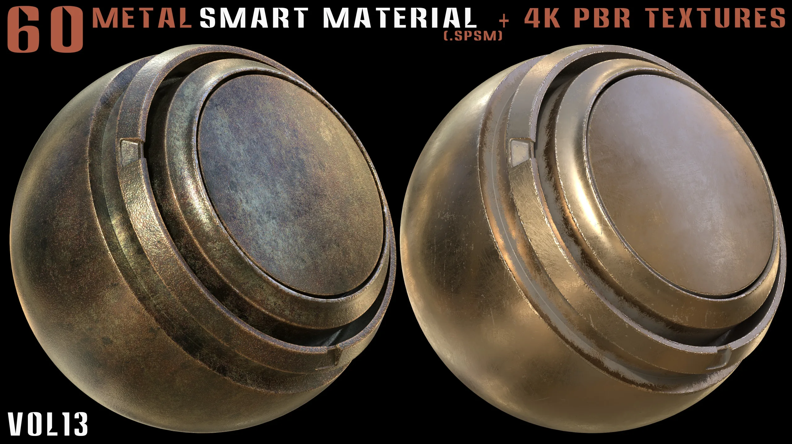 60 Metal Smart Materials & 4k PBR Textures - Vol. 13