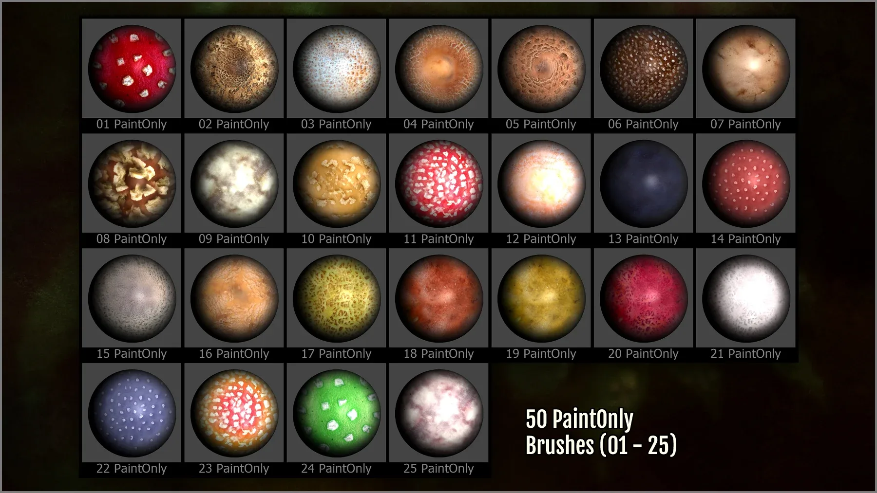 Mushroom Maker 303 ZBrush Brushes 26 Basemeshes and 50 Alphas