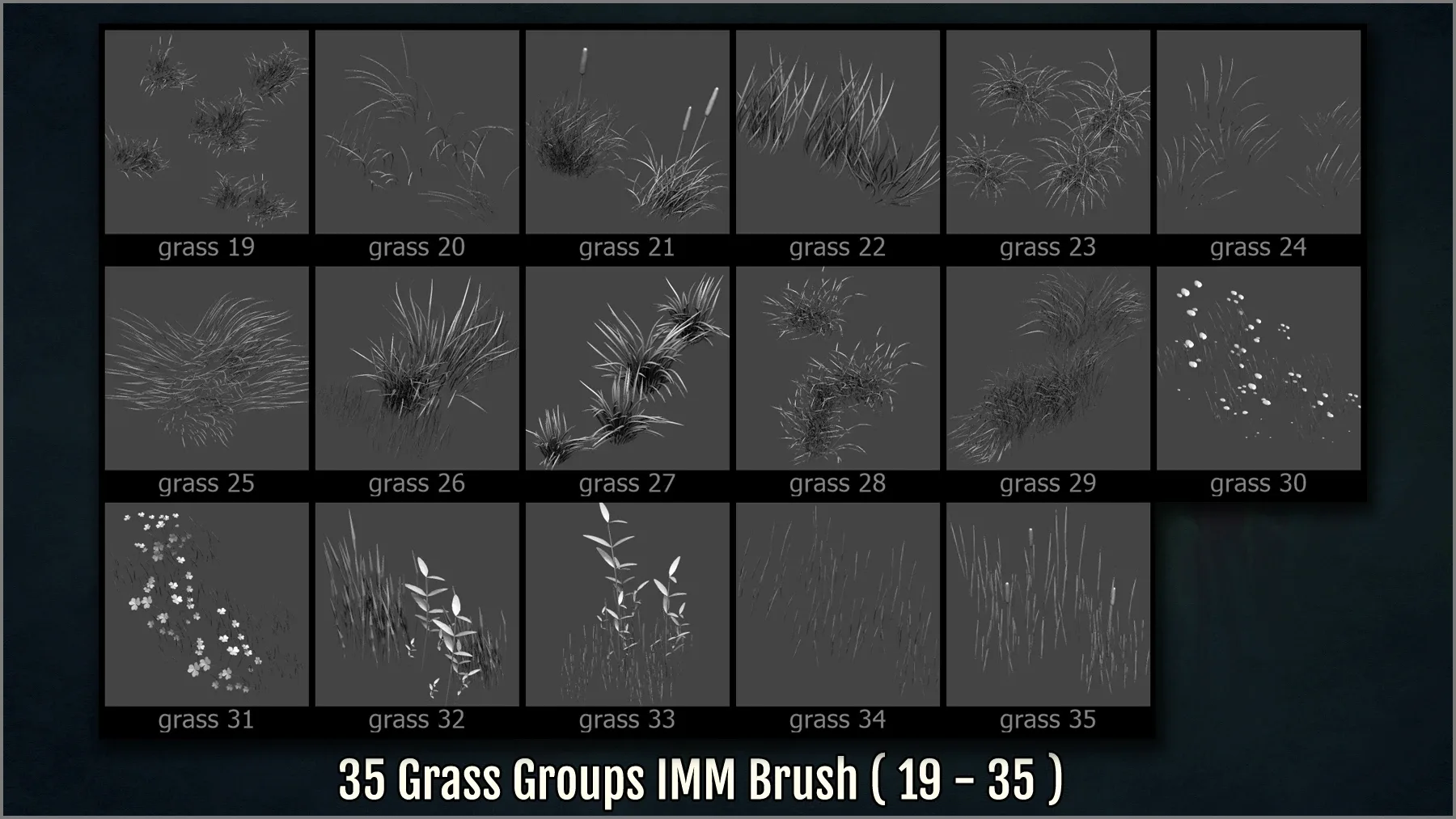 Herbs and Grass Maker 200 ZBrush IM Brushes and 200 OBJs