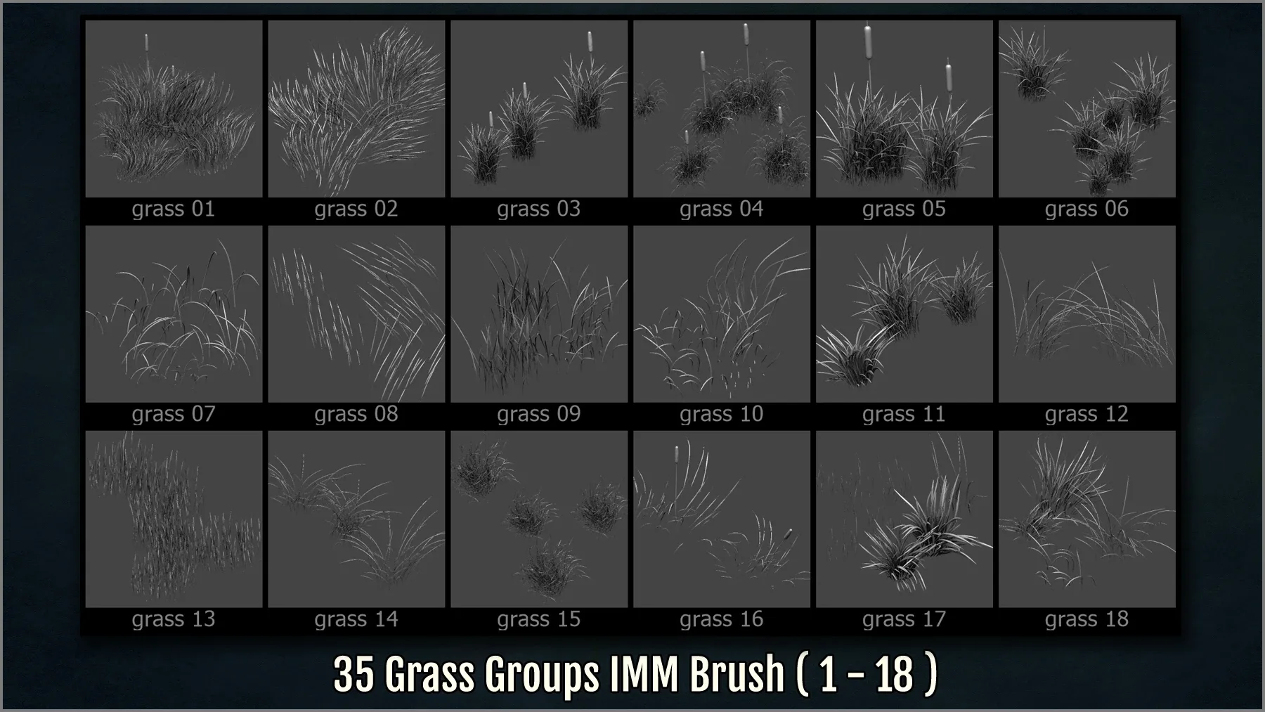 Herbs and Grass Maker 200 ZBrush IM Brushes and 200 OBJs