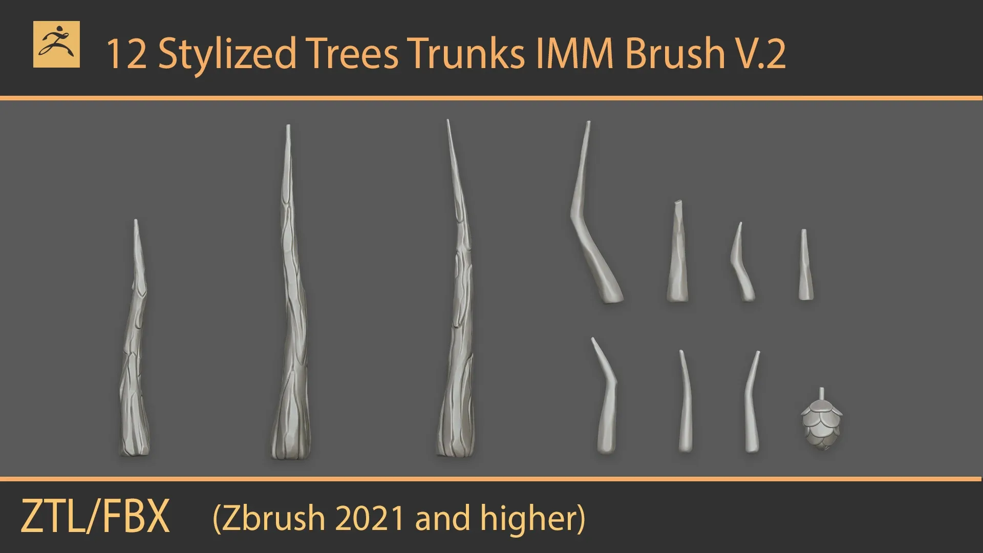 Stylized Trees Trunks IMM Brush V.2