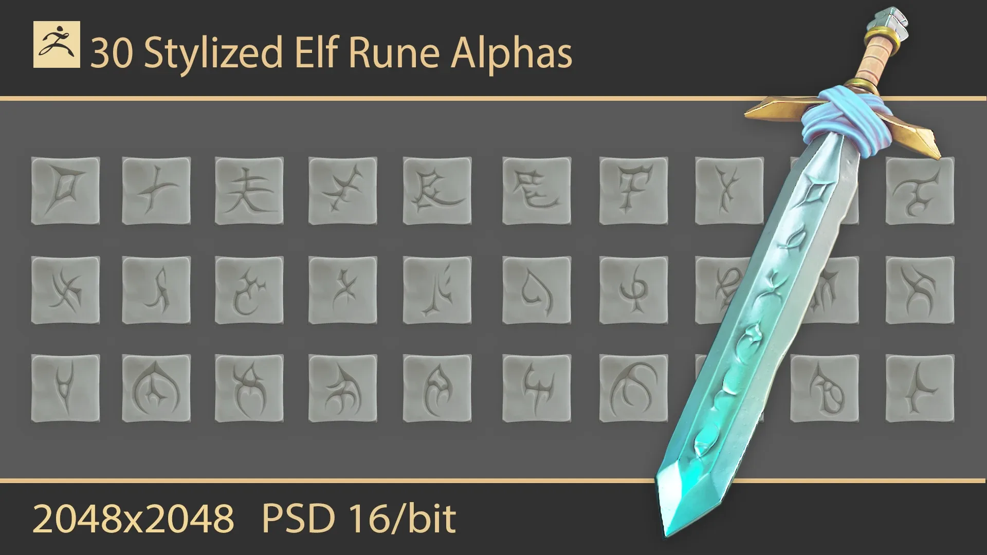Stylized Elf Rune Alphas - FlippedNormals