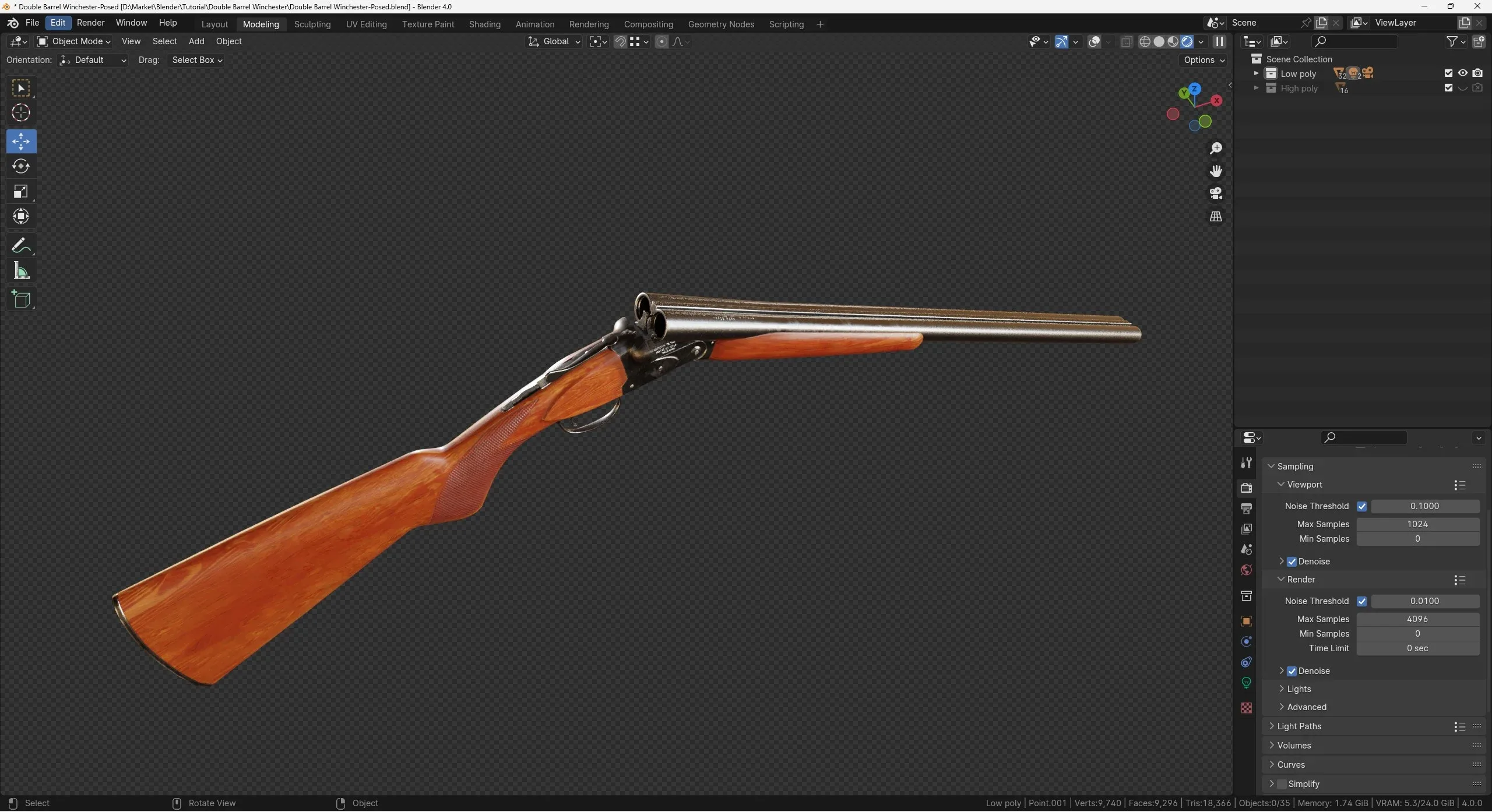 Creating Double Barrel Winchester inside Blender and Substance 3D Painter