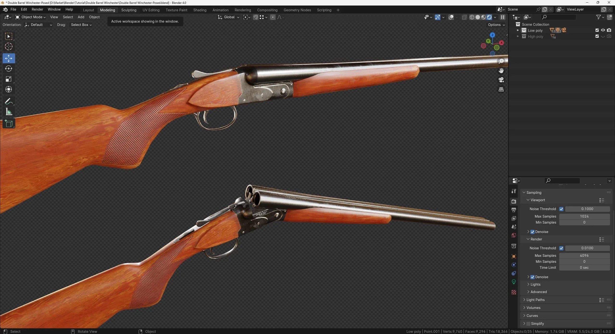 Creating Double Barrel Winchester inside Blender and Substance 3D Painter