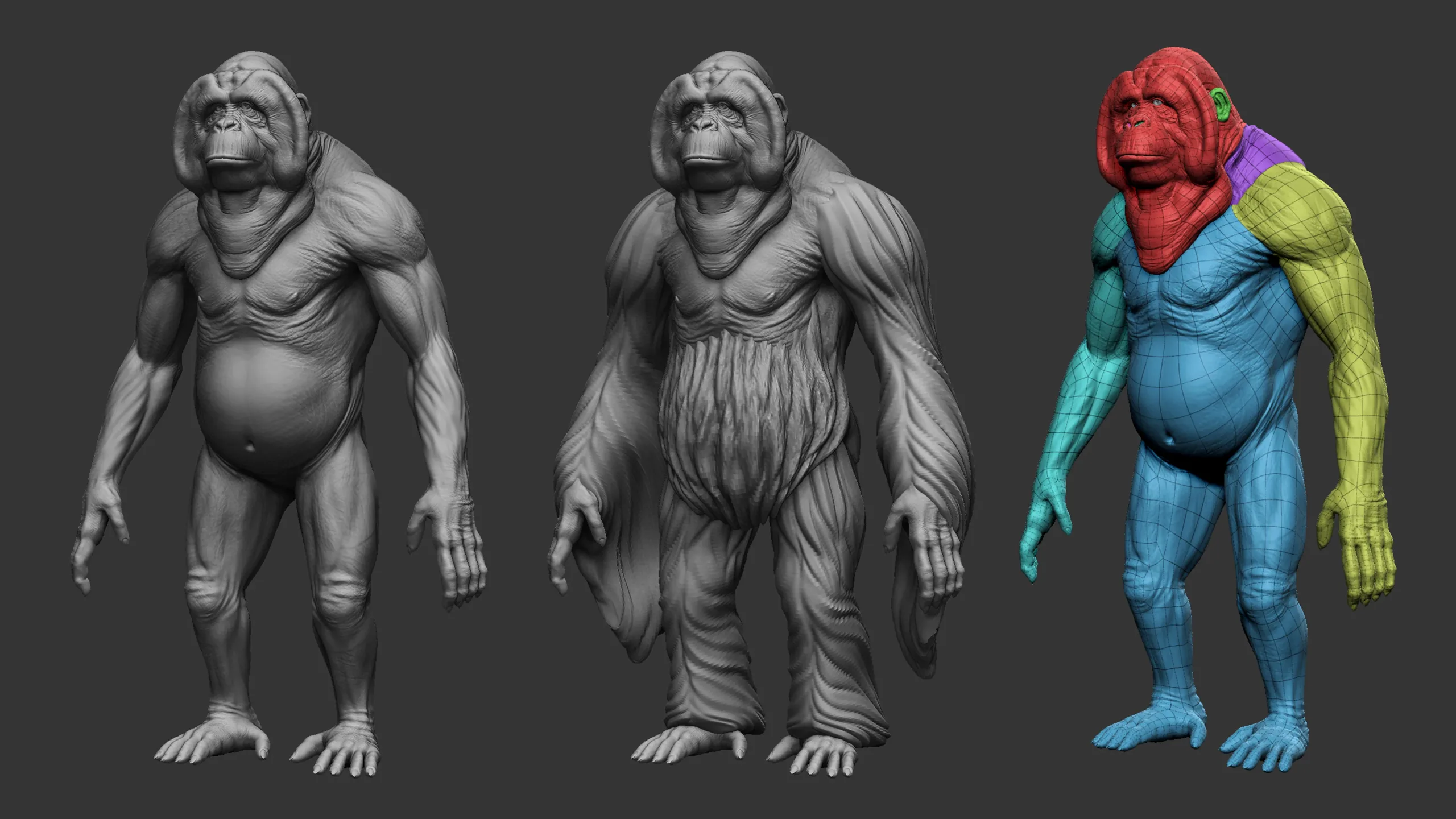 Primate Pack ( Monkey, Chimpanzee, Gorilla, Orangutan ) - Topology + UV Map