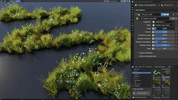 Stylized Tree And Plants Library Flora Paint 【Pro】Blender 3.4+