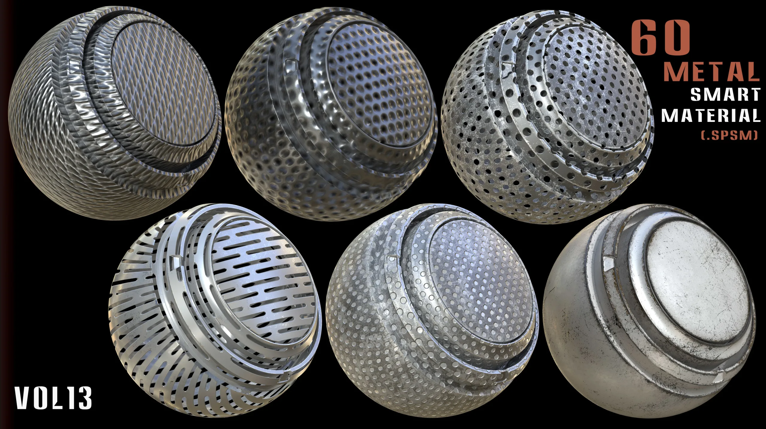 60 Metal Smart Materials & 4k PBR Textures - Vol. 13