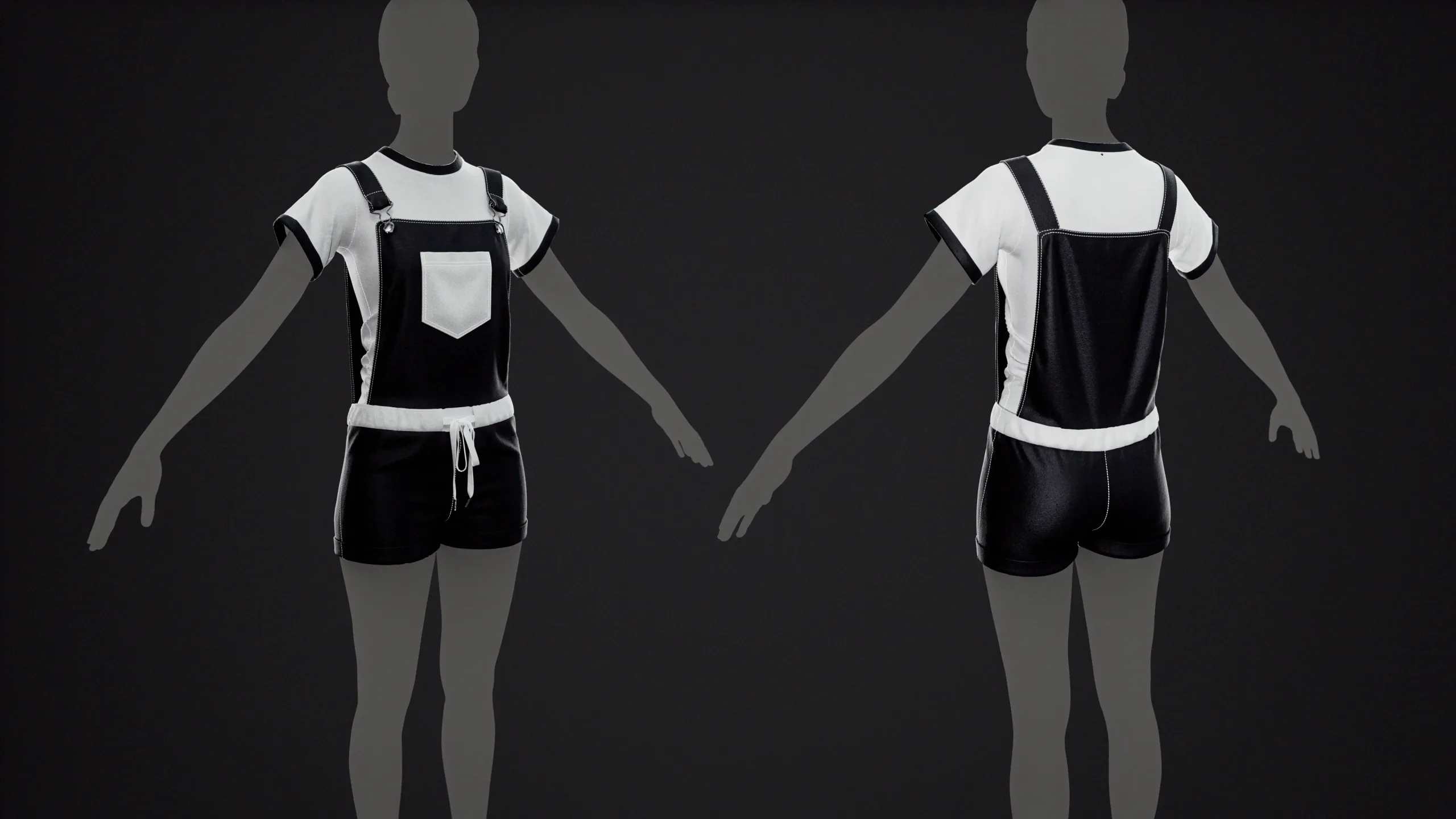 5 in 1 Women's Shorts Overall + Clo3D/Marvelous + Video Tutorial + ZPRJ + OBJ + UV+ Texture Vol.01
