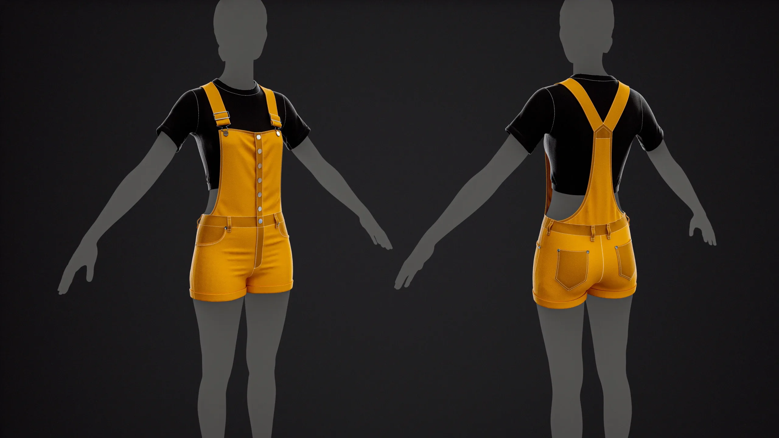 5 in 1 Women's Shorts Overall + Clo3D/Marvelous + Video Tutorial + ZPRJ + OBJ + UV+ Texture Vol.01