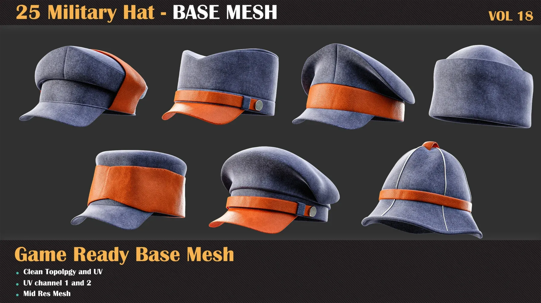 25 Military hat BASE MESH - VOL 18