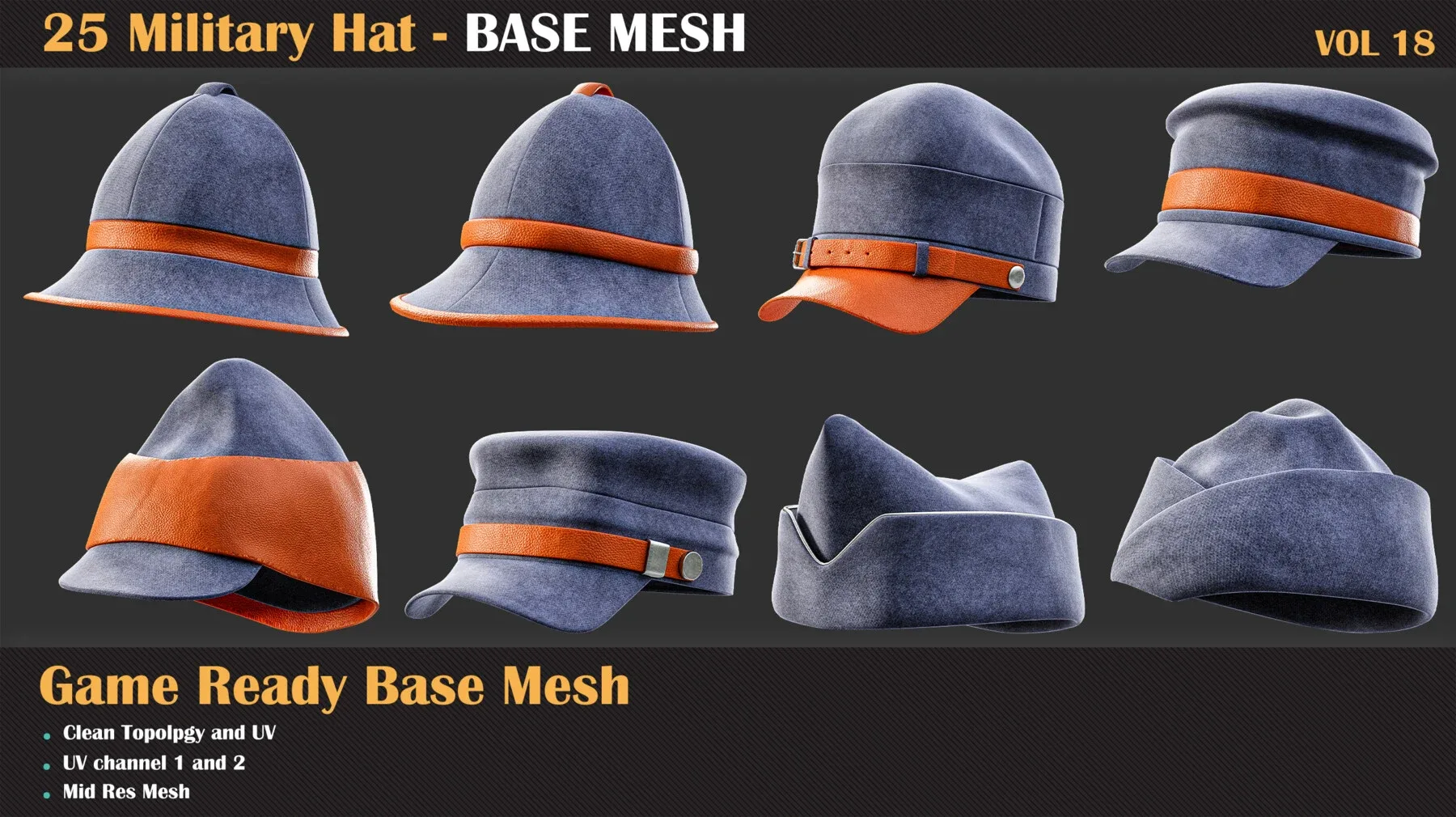 25 Military hat BASE MESH - VOL 18