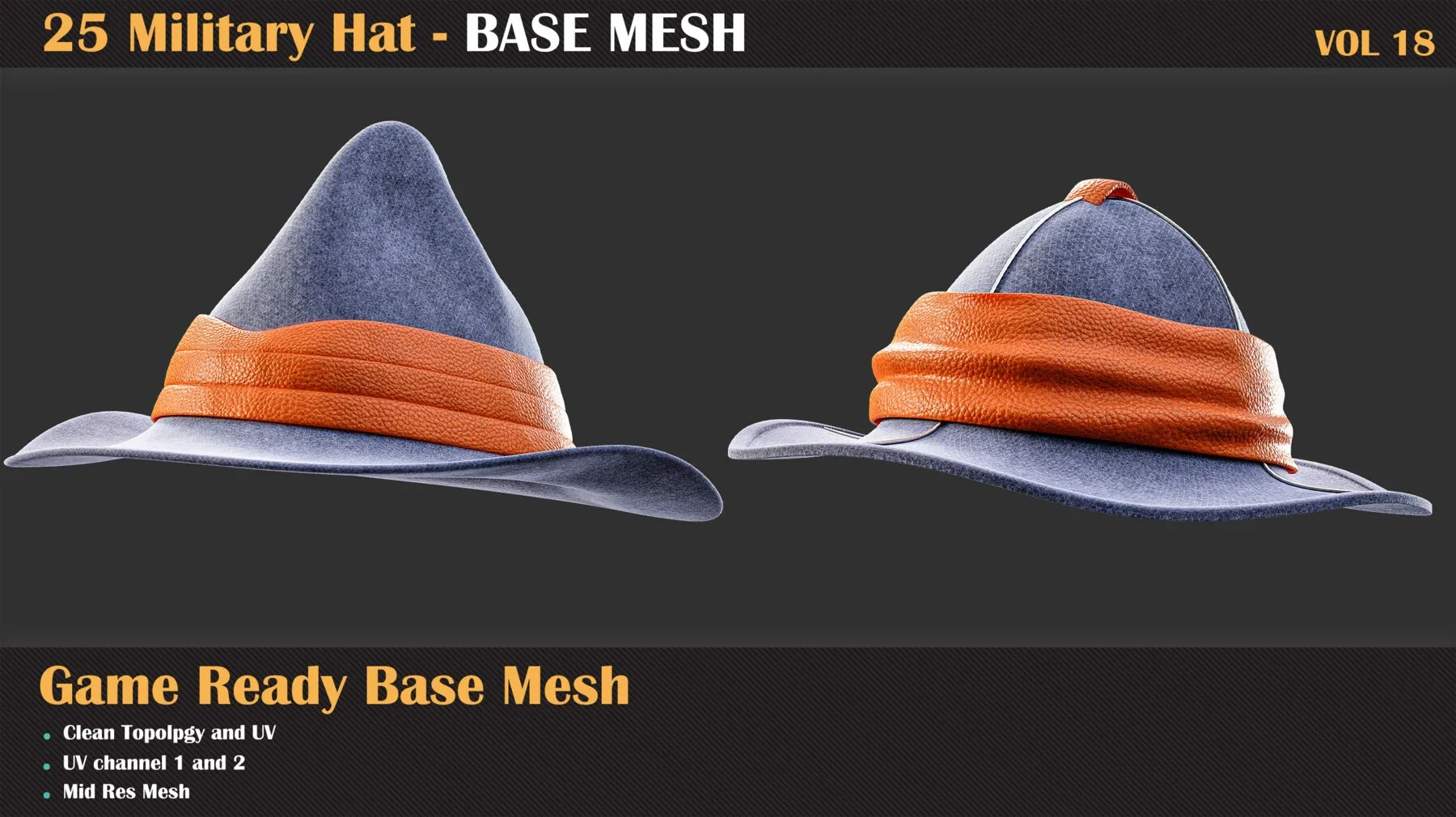 25 Military hat BASE MESH - VOL 18