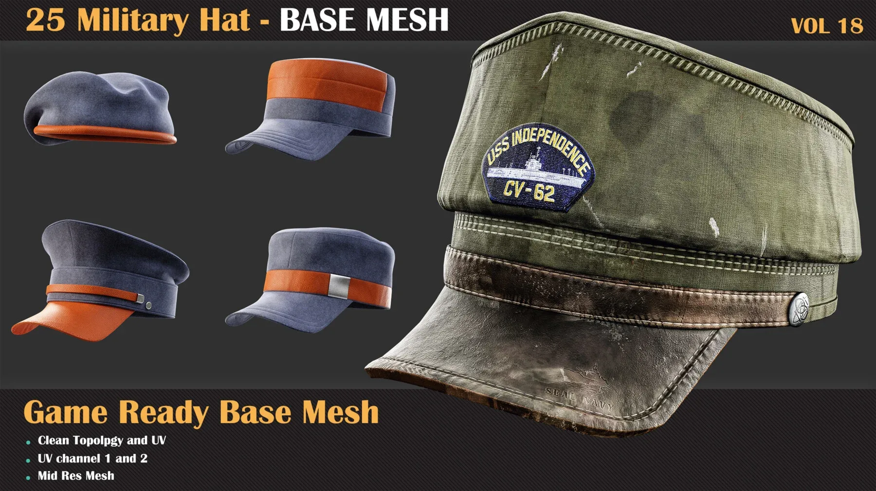 25 Military hat BASE MESH - VOL 18