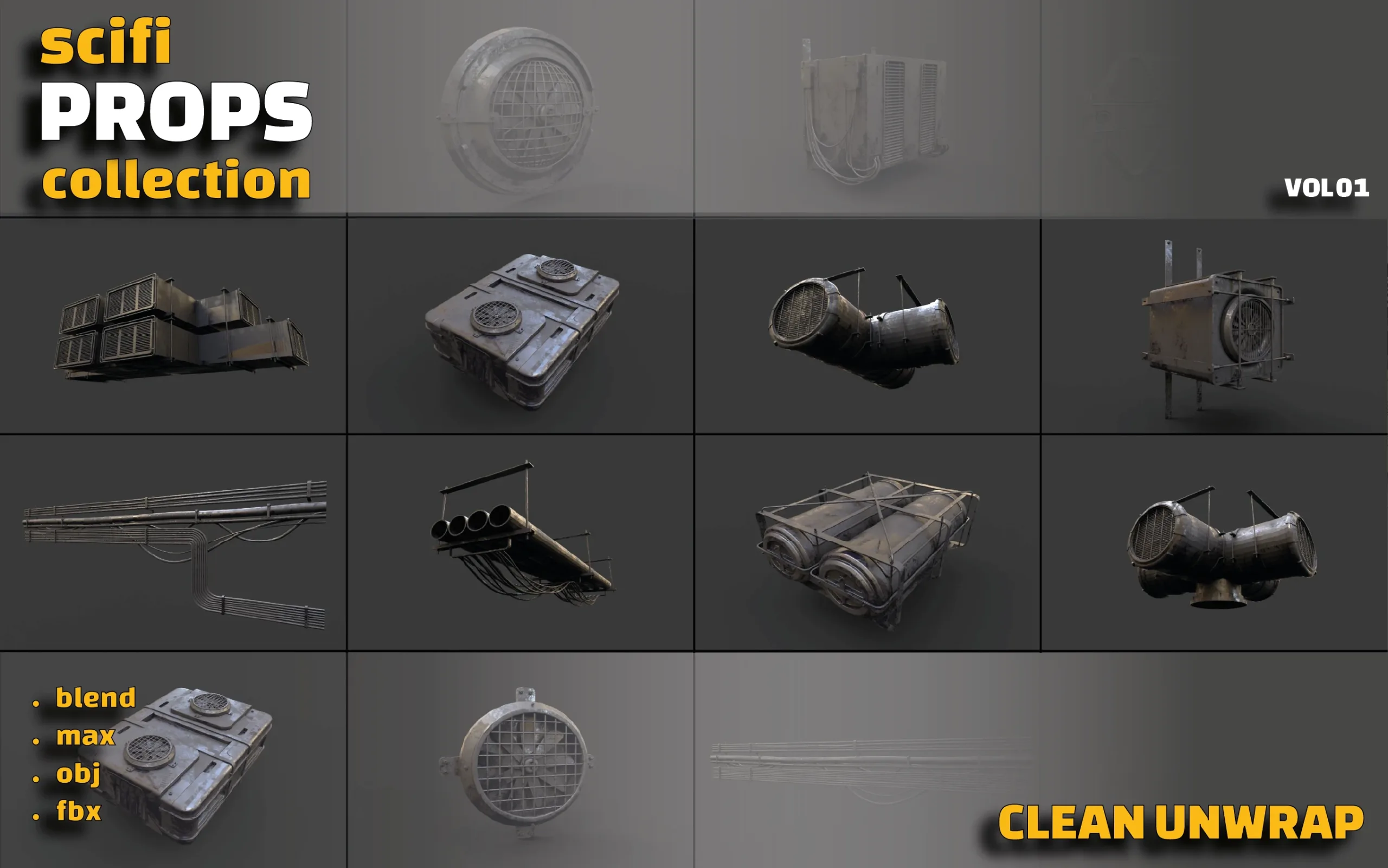 +70 scifi props collection / kitbash vol 01