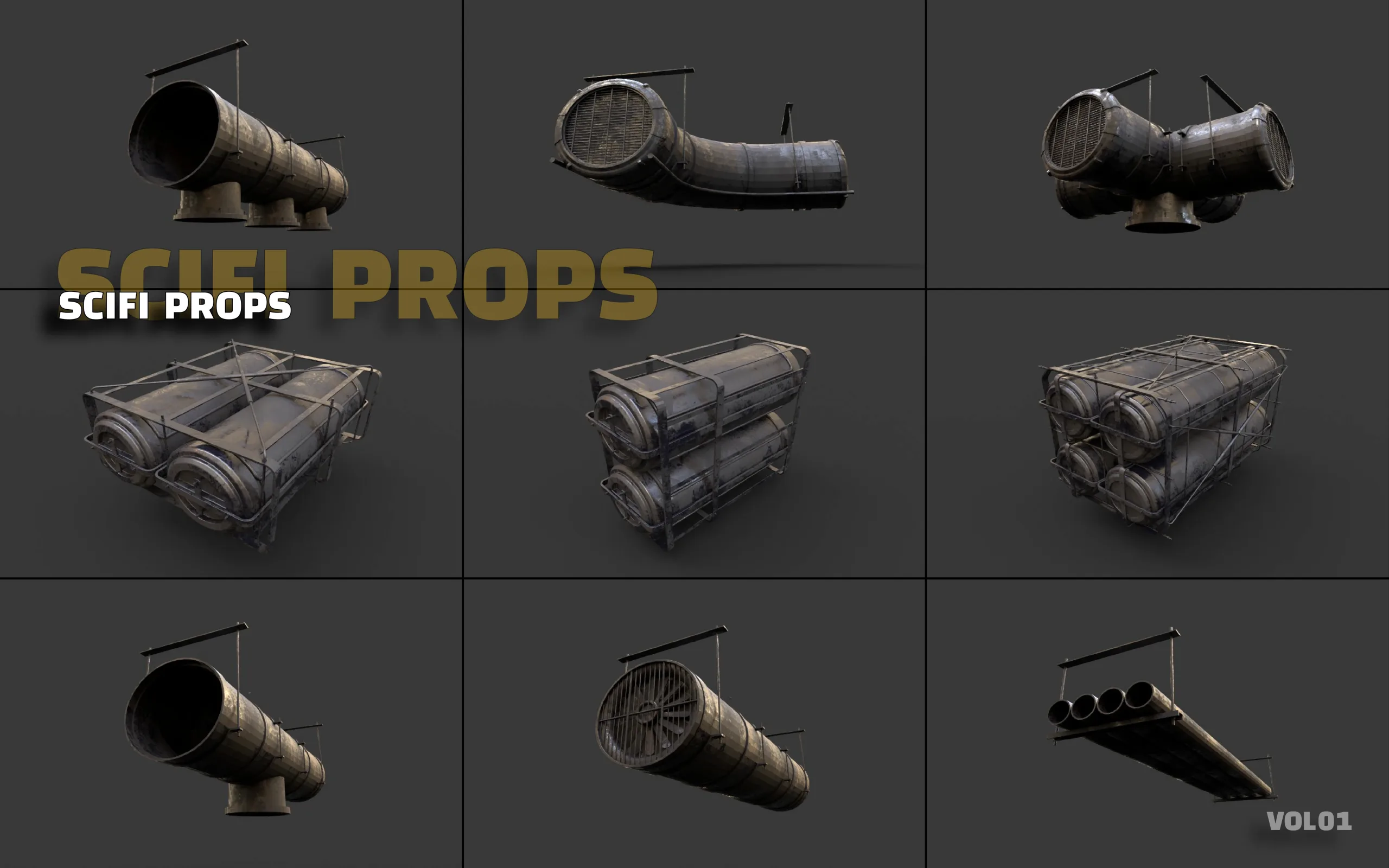 +70 scifi props collection / kitbash vol 01