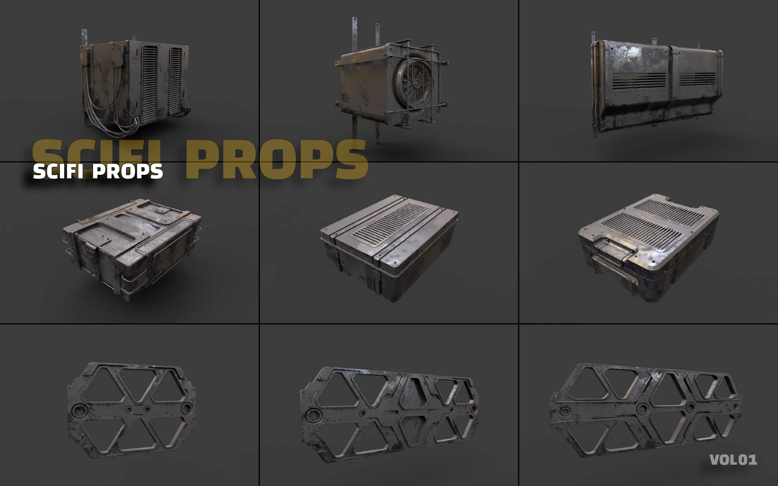 +70 scifi props collection / kitbash vol 01