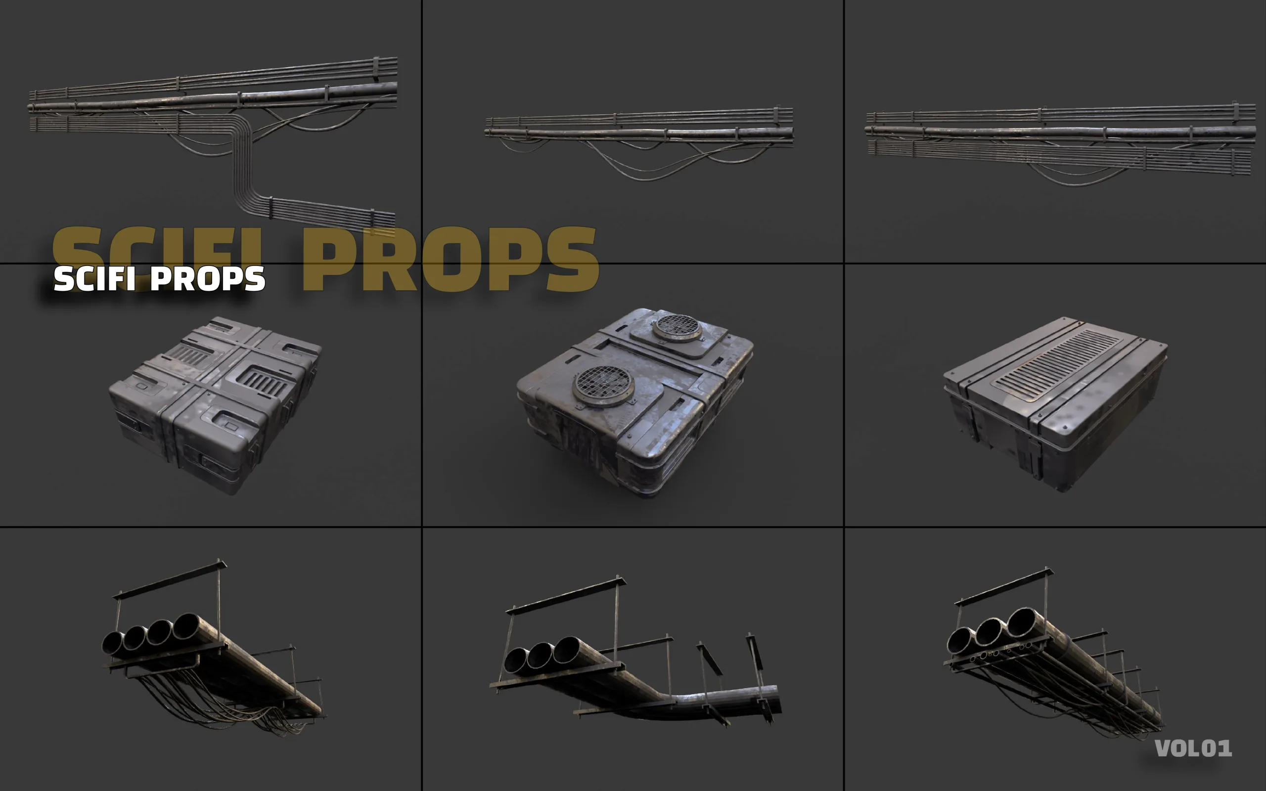 +70 scifi props collection / kitbash vol 01