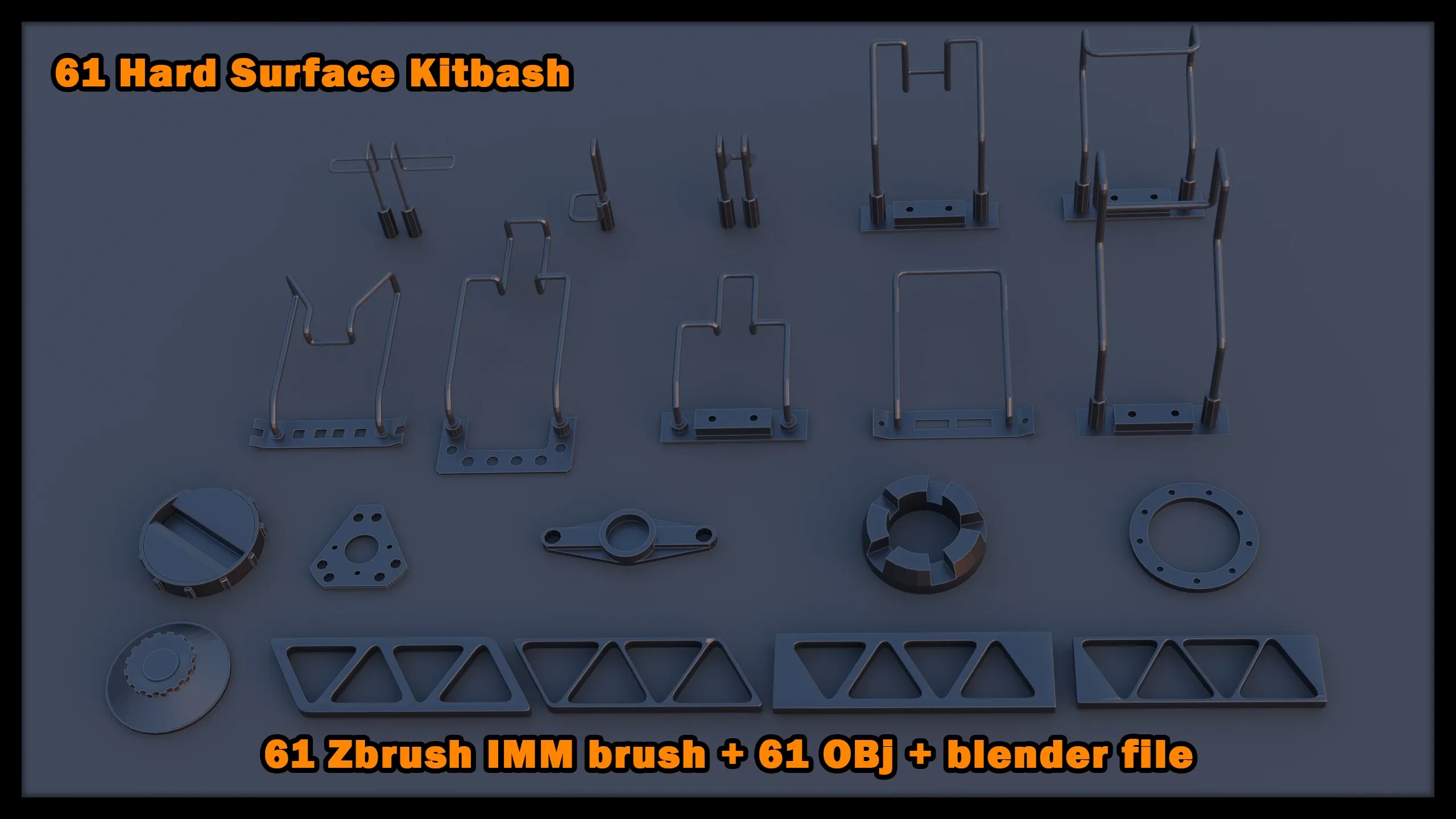 61 Hardsurface IMM brush + OBJ & blend files