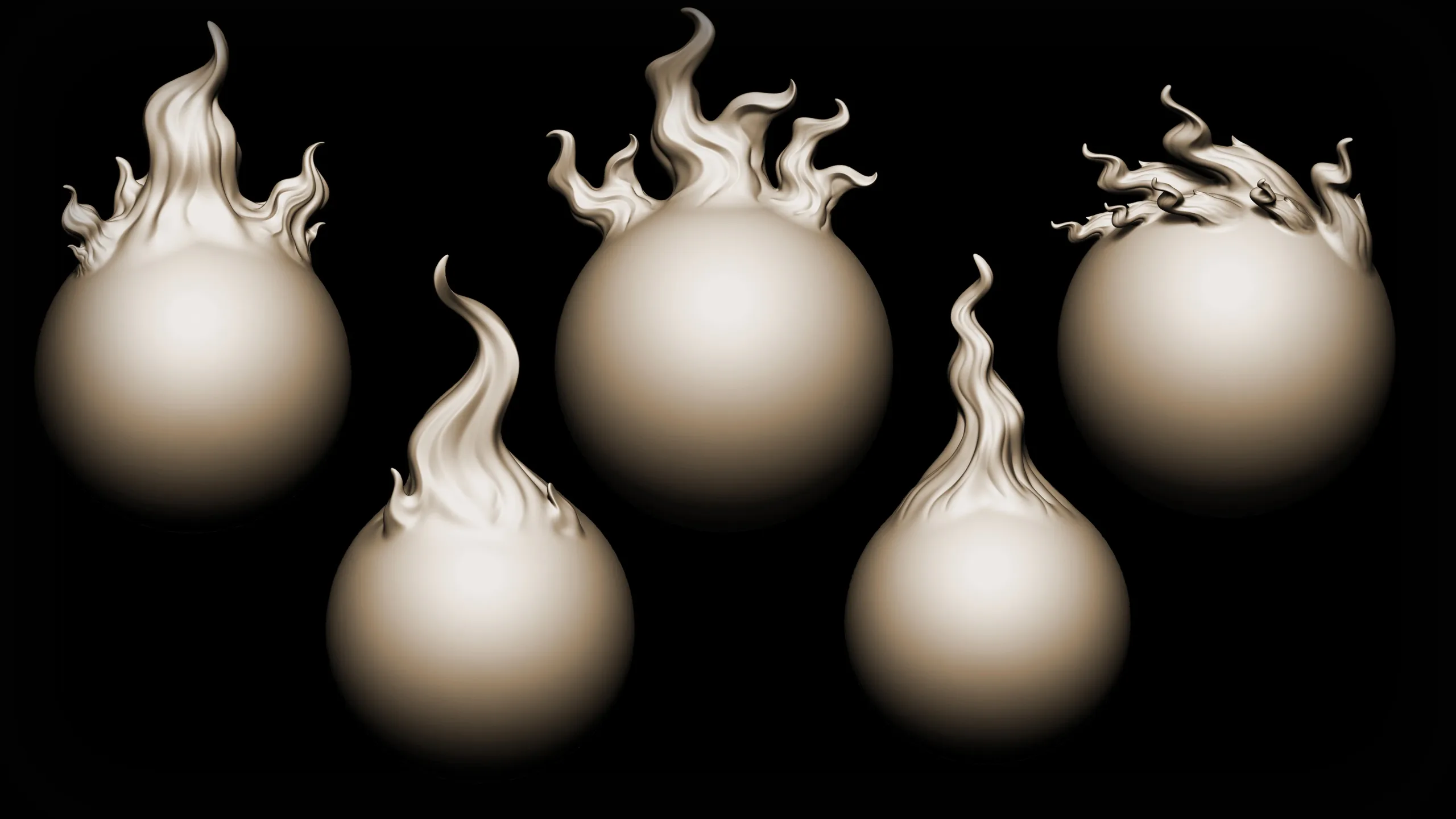 Zbrush + Blender 20 Flames Brushes