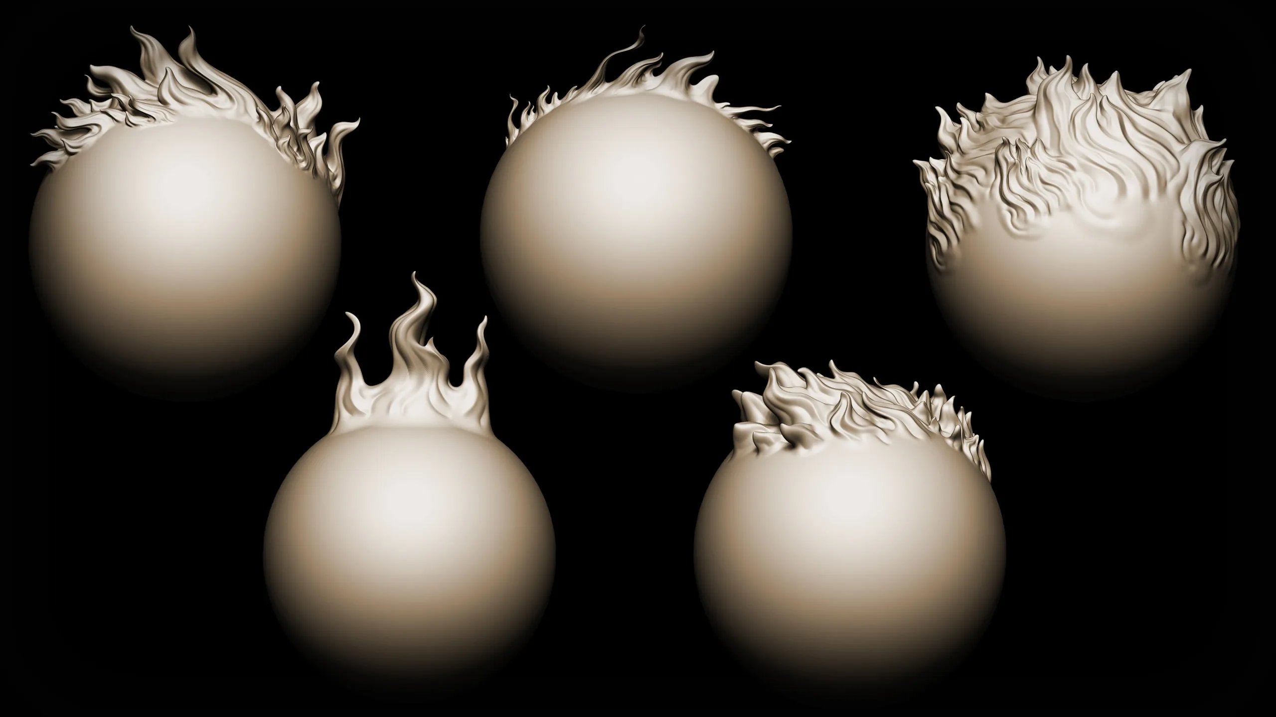 Zbrush + Blender 20 Flames Brushes