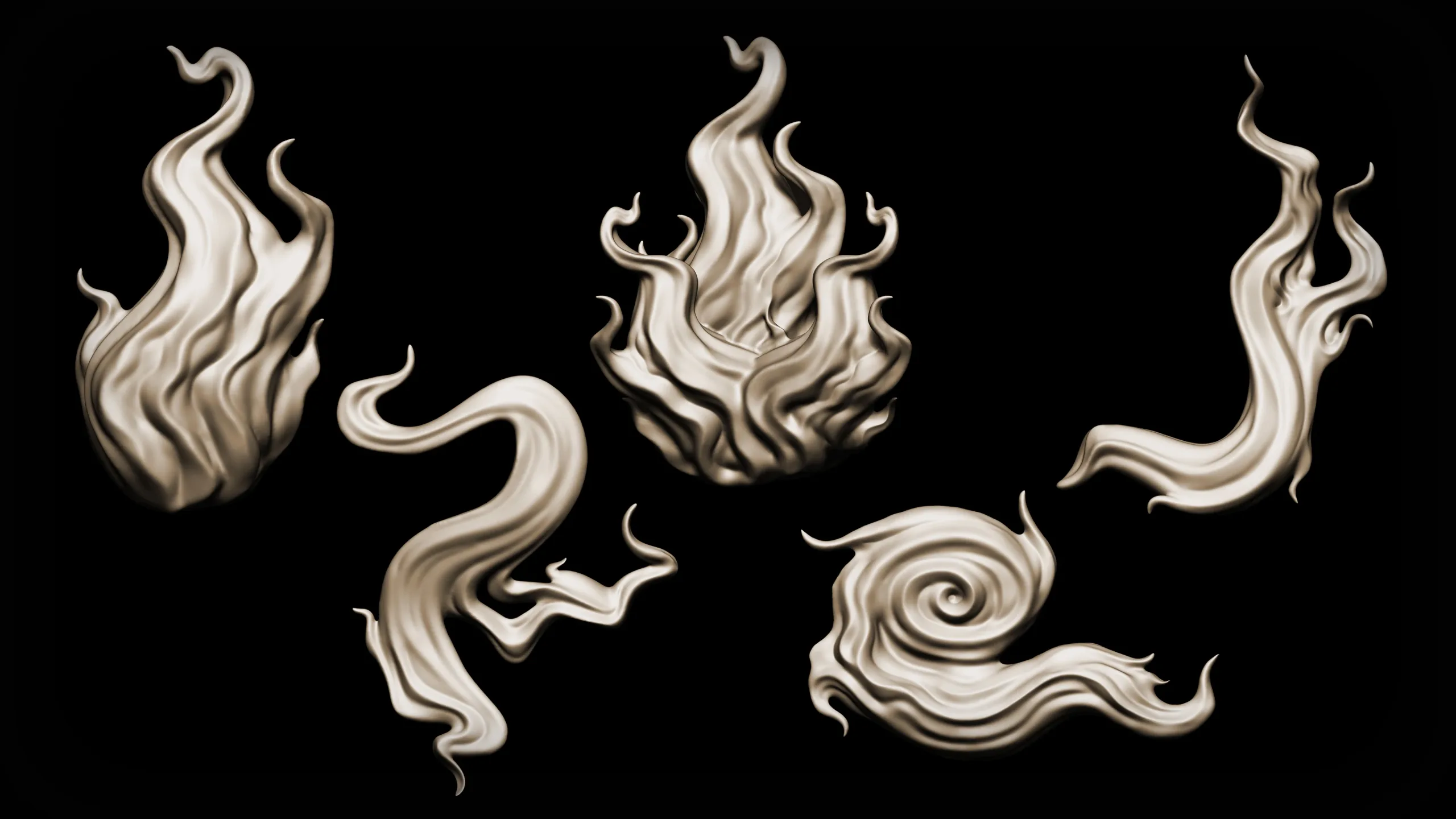 Zbrush + Blender 20 Flames Brushes FlippedNormals