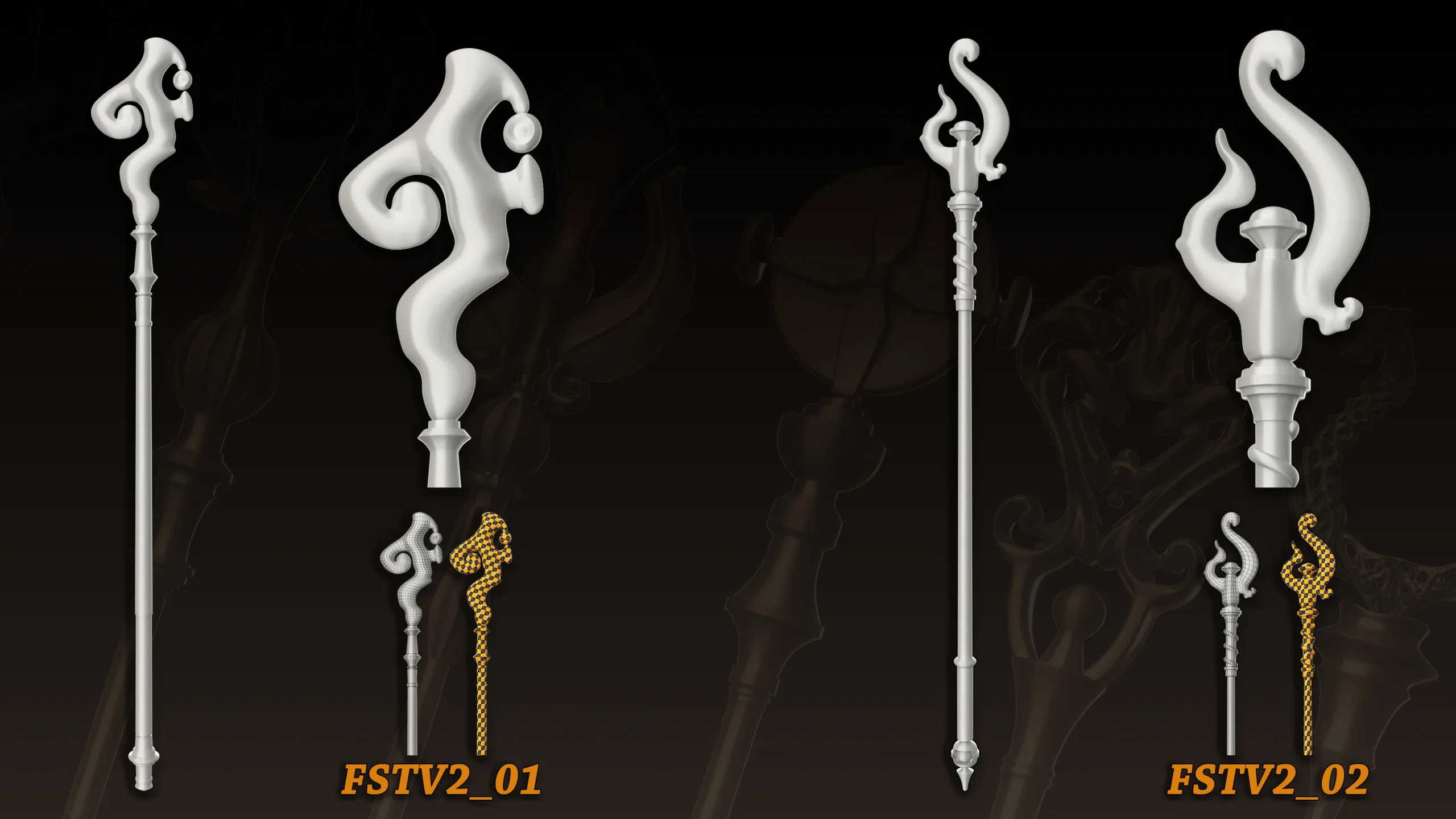 20 King Scepter 3D Model (Basemesh) vol.2