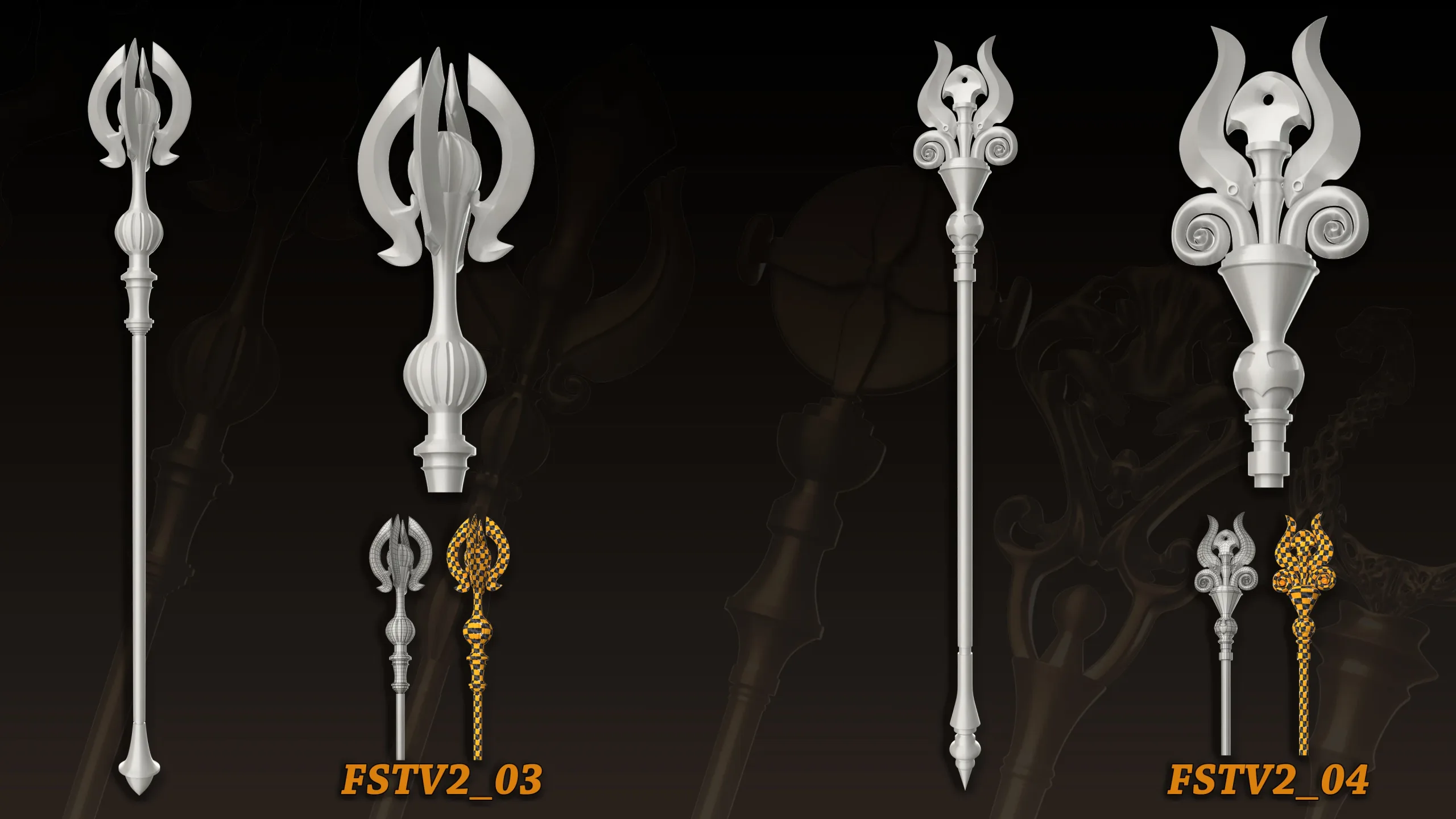 20 King Scepter 3D Model (Basemesh) vol.2