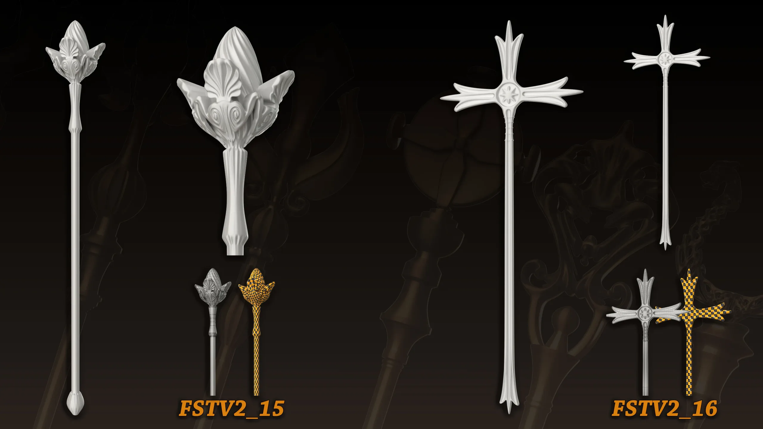 20 King Scepter 3D Model (Basemesh) vol.2