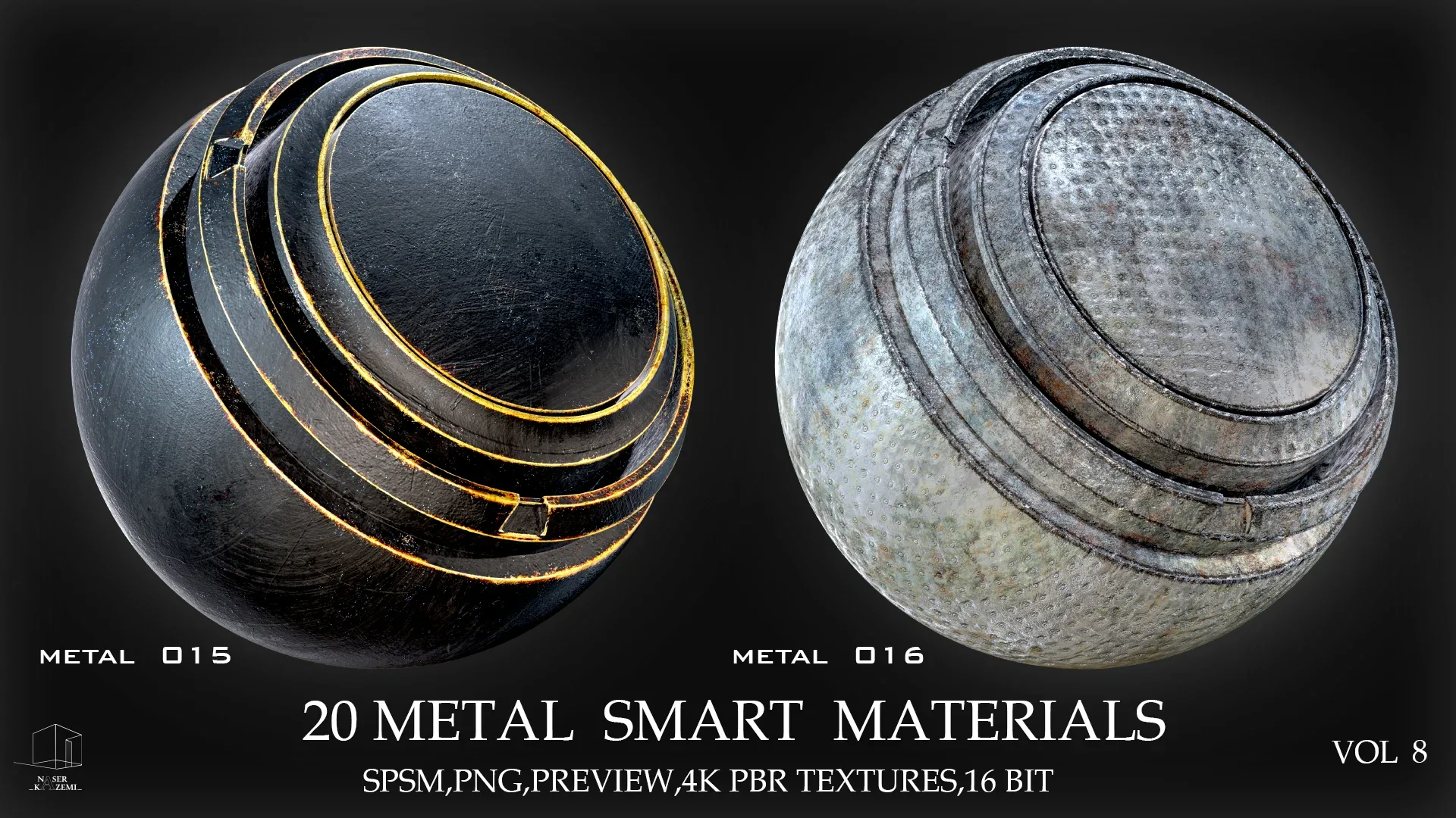 20 METAL SMART MATERIALS & PBR TEXTURES-VOL 8