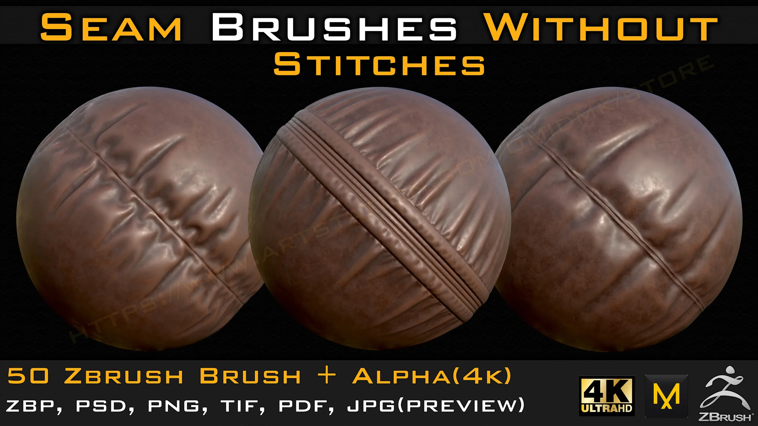 50 Seam Brushes Without Stitches (4k)+Alpha -Vol 06