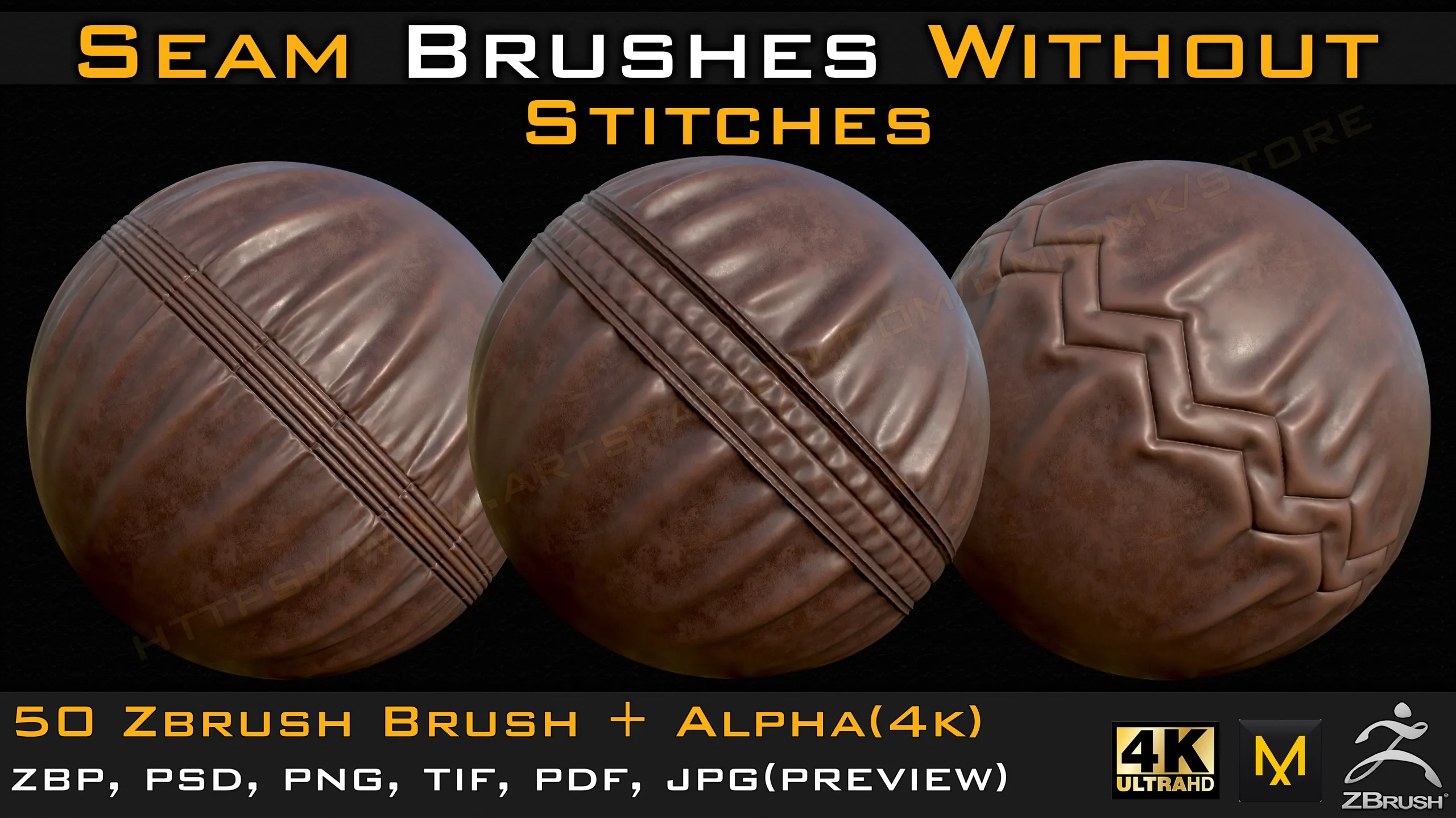 50 Seam Brushes Without Stitches (4k)+Alpha -Vol 06