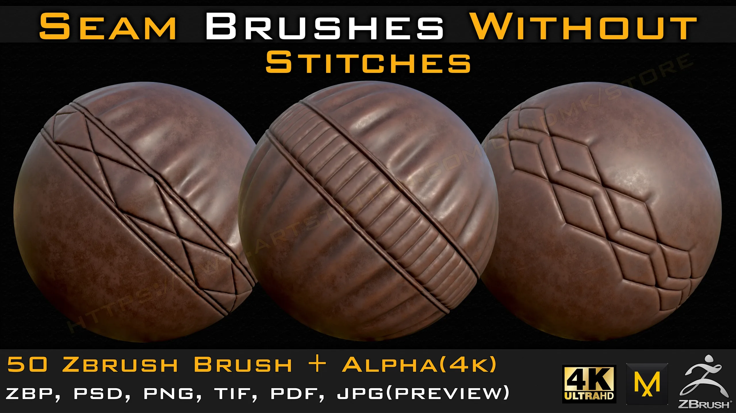 50 Seam Brushes Without Stitches (4k)+Alpha -Vol 06