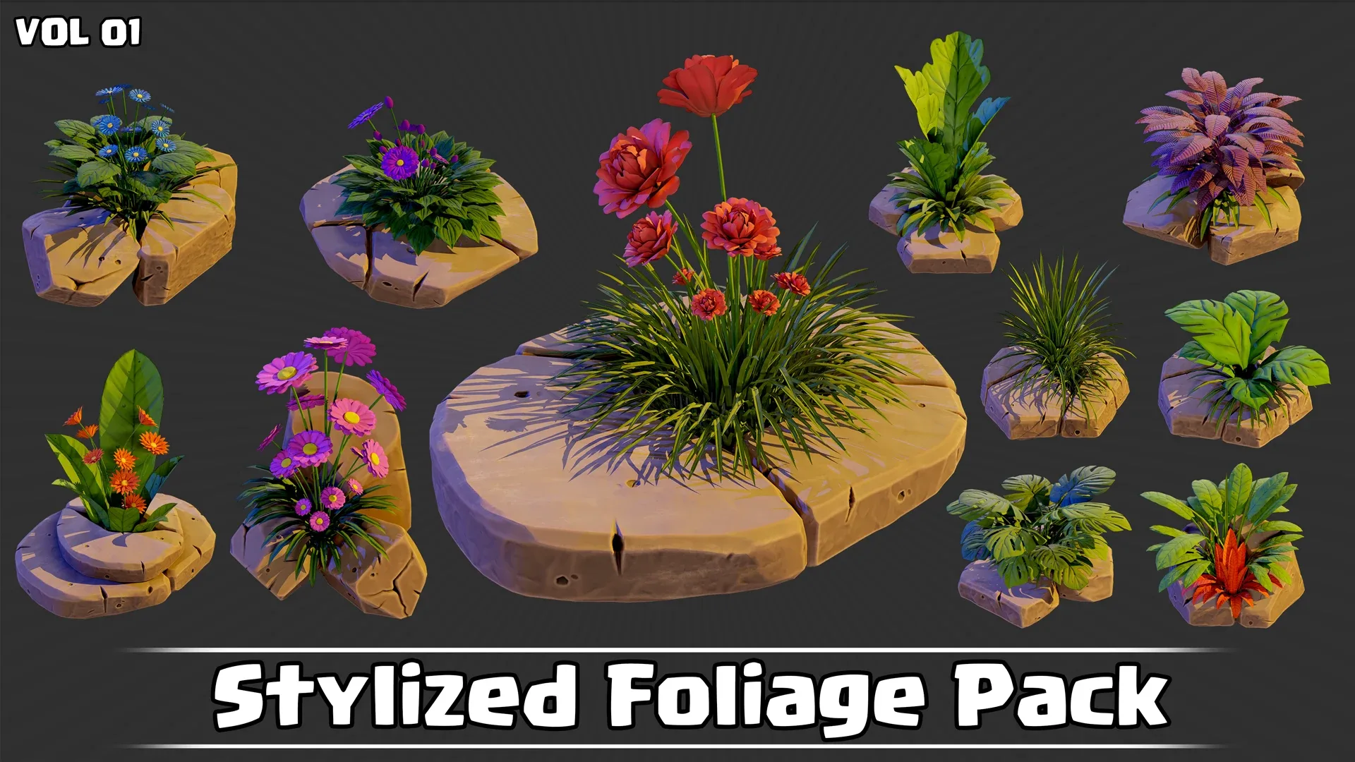 Stylized Foliage Pack Game Ready VOL01