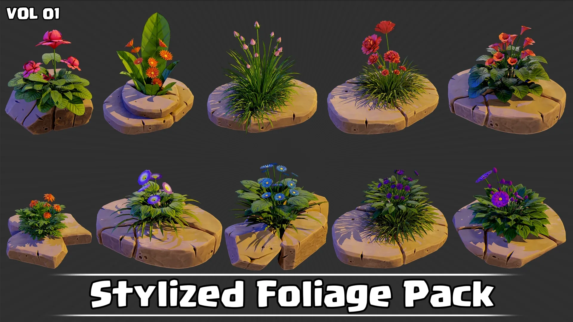 Stylized Foliage Pack Game Ready VOL01