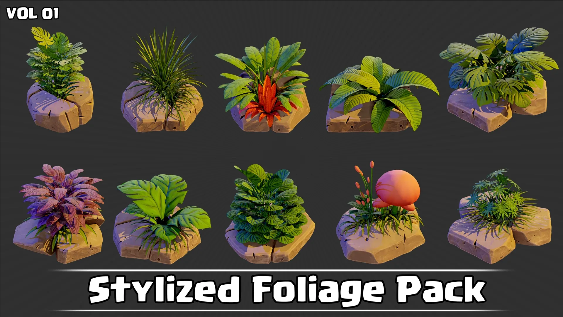 Stylized Foliage Pack Game Ready VOL01