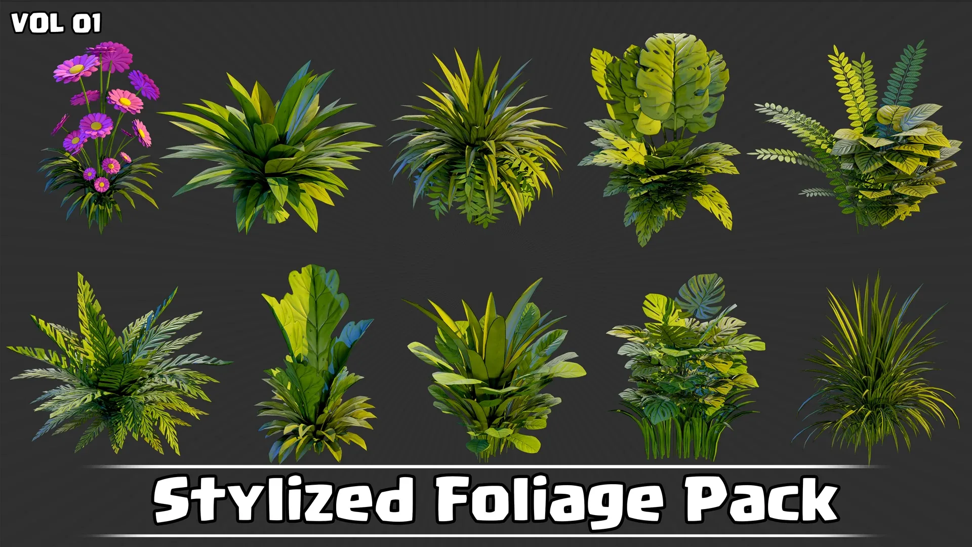 Stylized Foliage Pack Game Ready VOL01