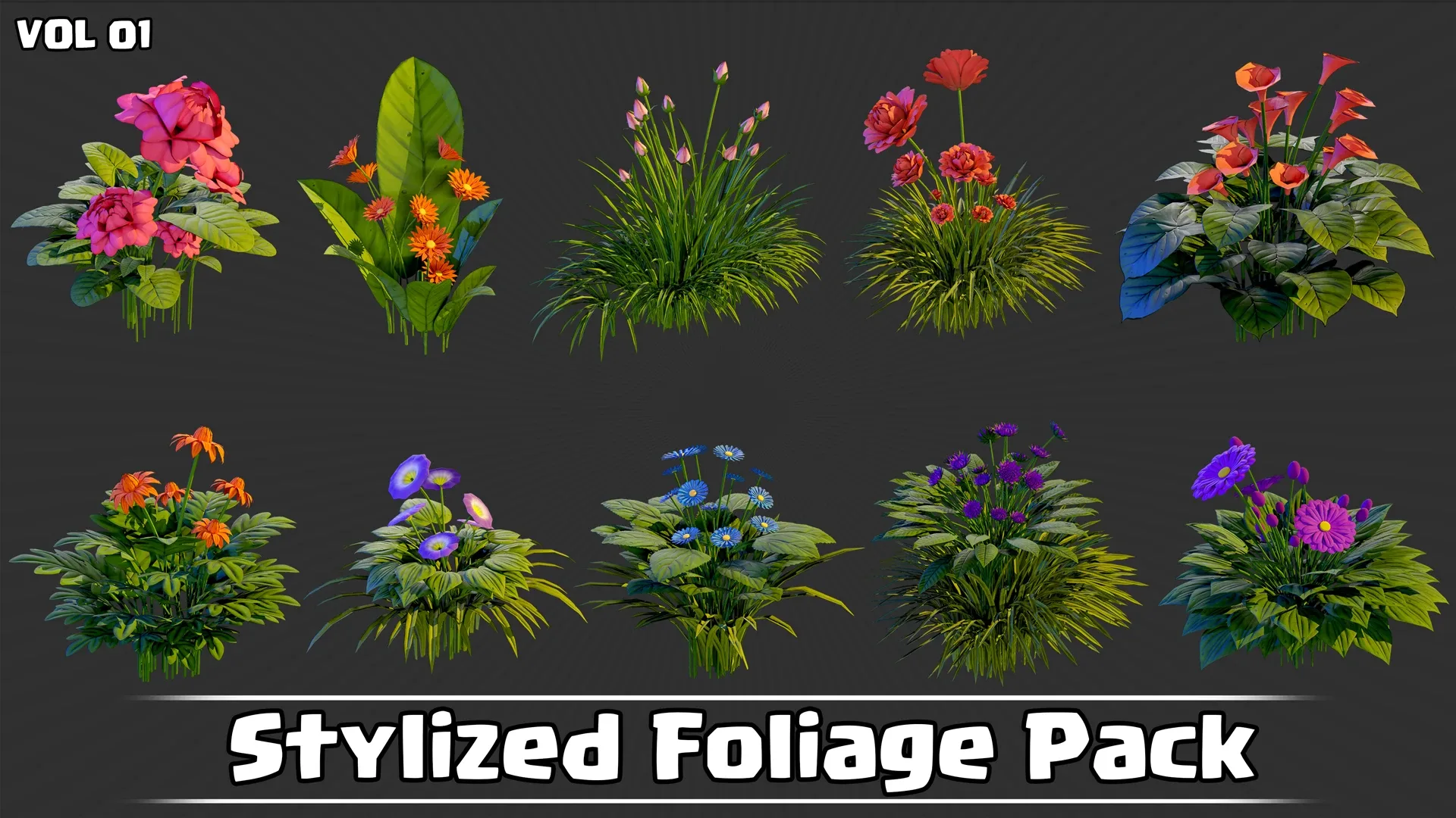 Stylized Foliage Pack Game Ready VOL01