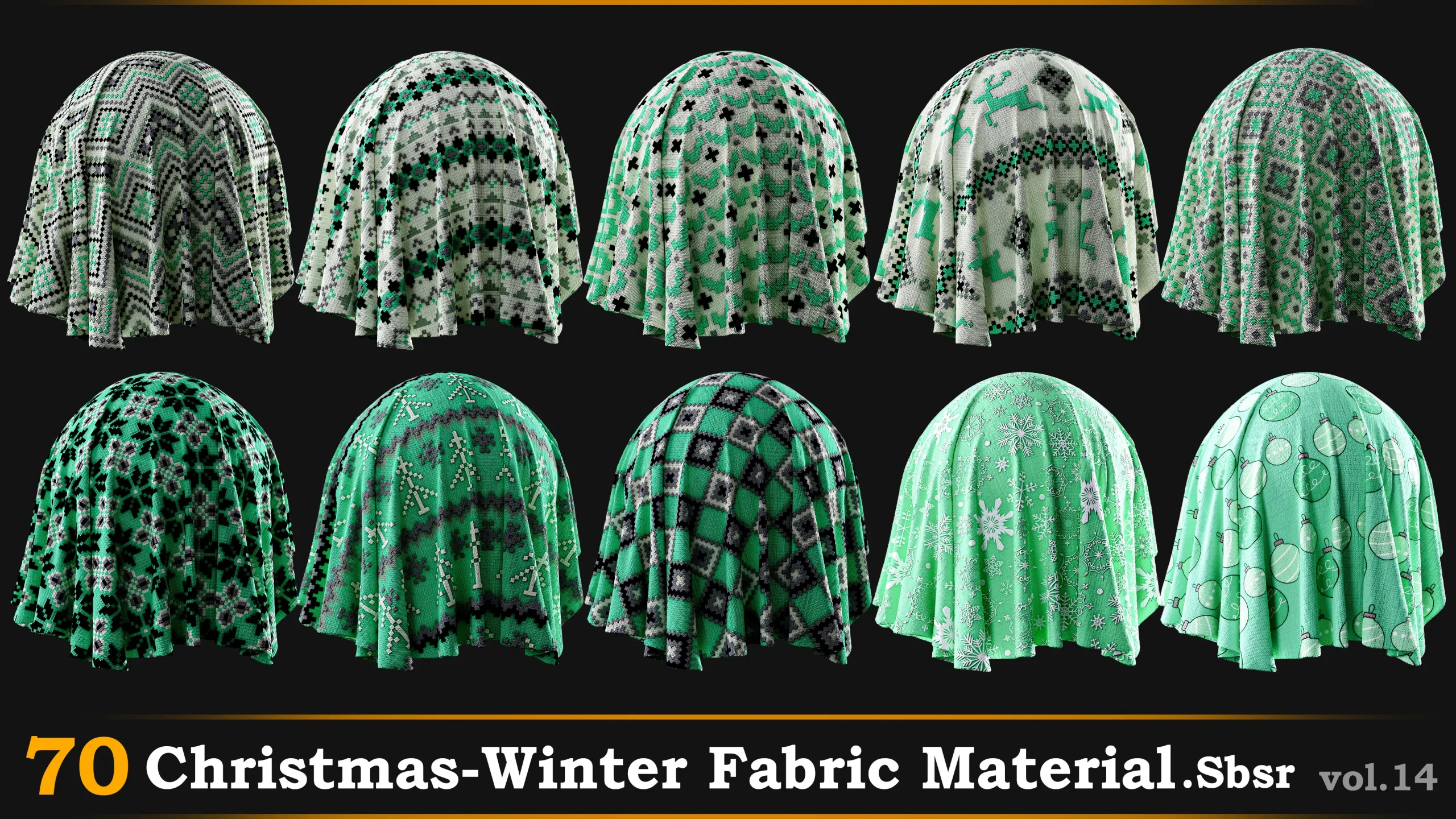 70 Christmas-Winter Fabric Material_Sbsar Vol.14