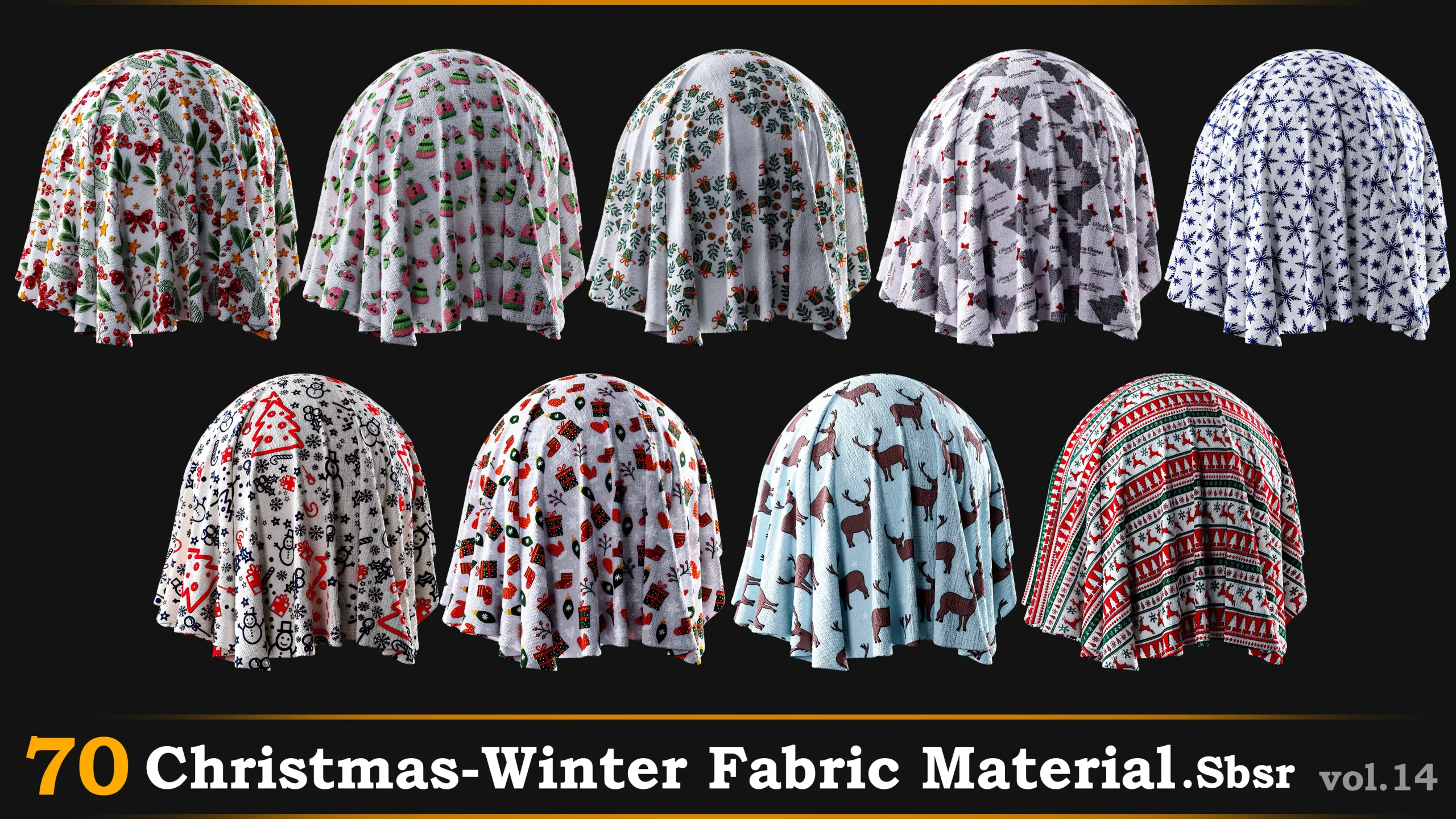 70 Christmas-Winter Fabric Material_Sbsar Vol.14