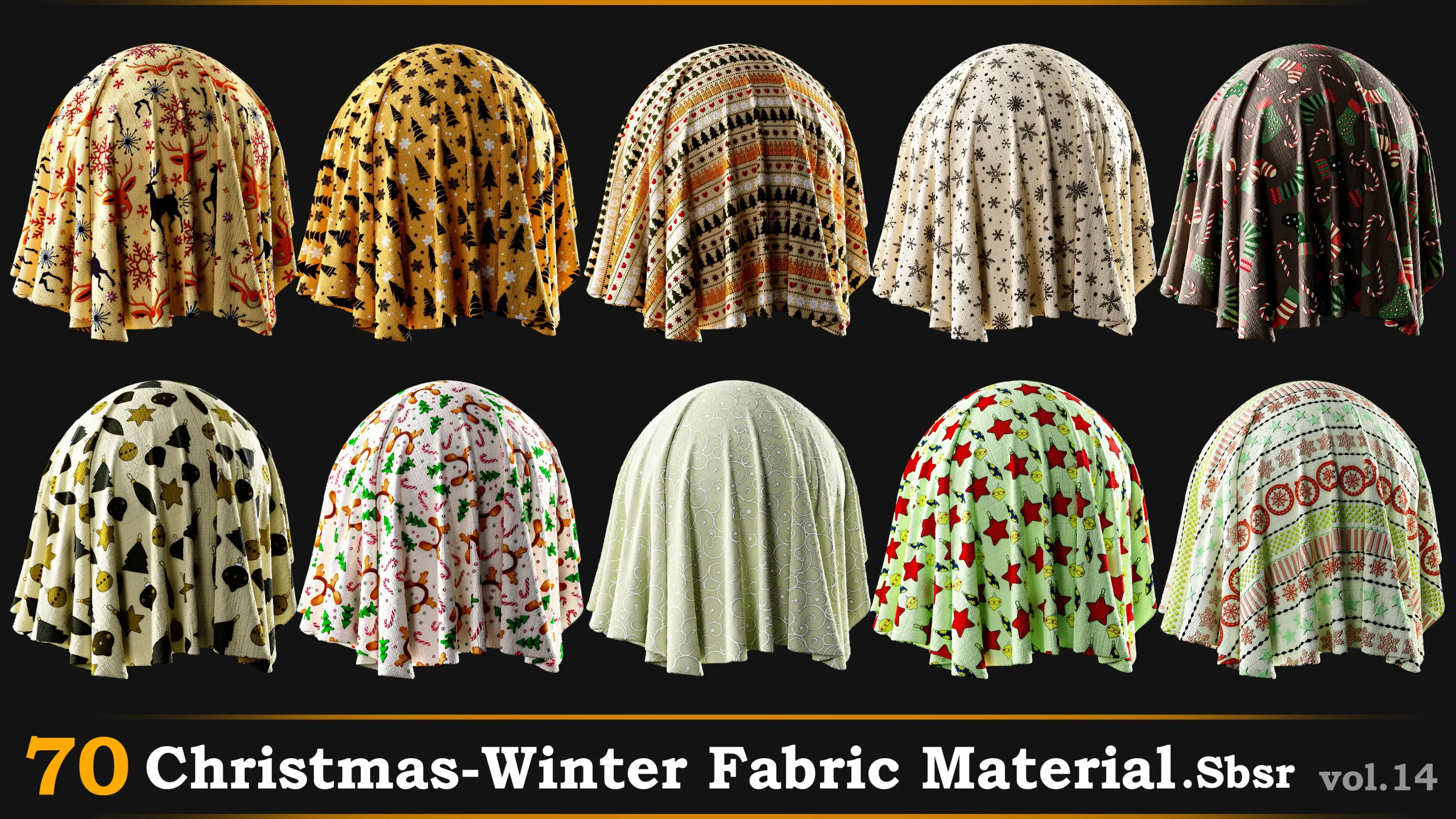 70 Christmas-Winter Fabric Material_Sbsar Vol.14