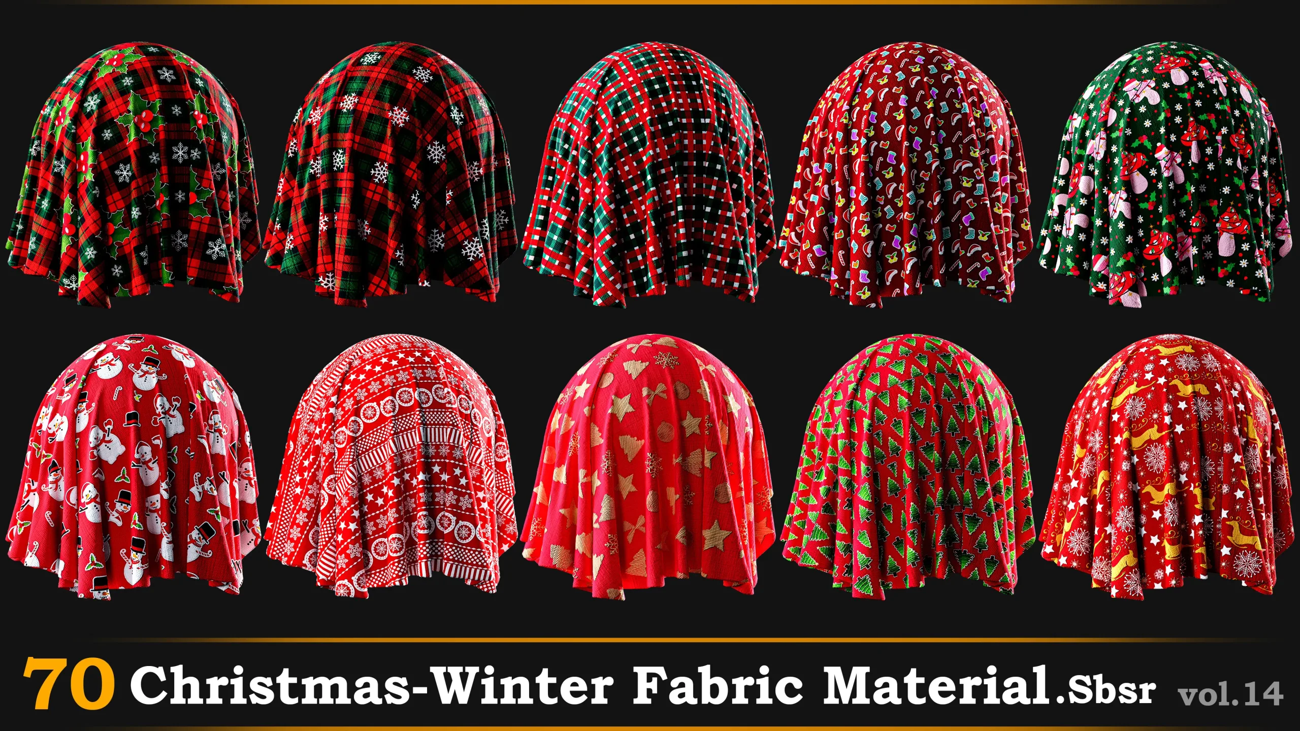 70 Christmas-Winter Fabric Material_Sbsar Vol.14