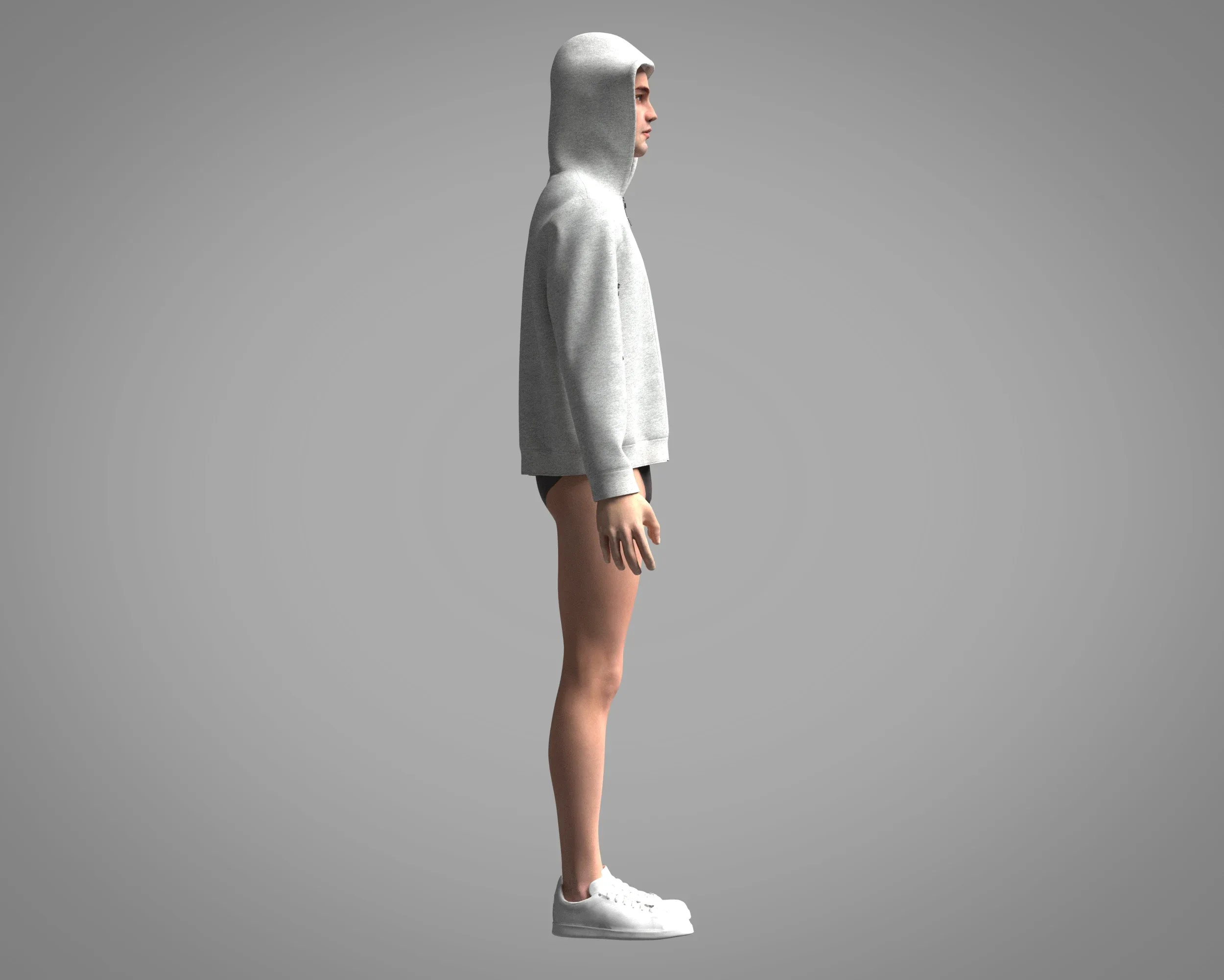 Mens Hoodie - Grey Melange | Marvelous / Clo3d / obj / fbx