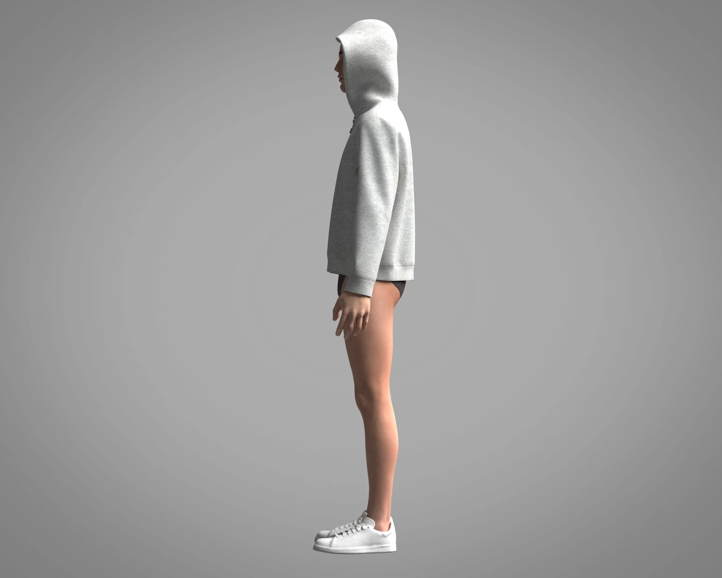 Mens Hoodie - Grey Melange | Marvelous / Clo3d / obj / fbx