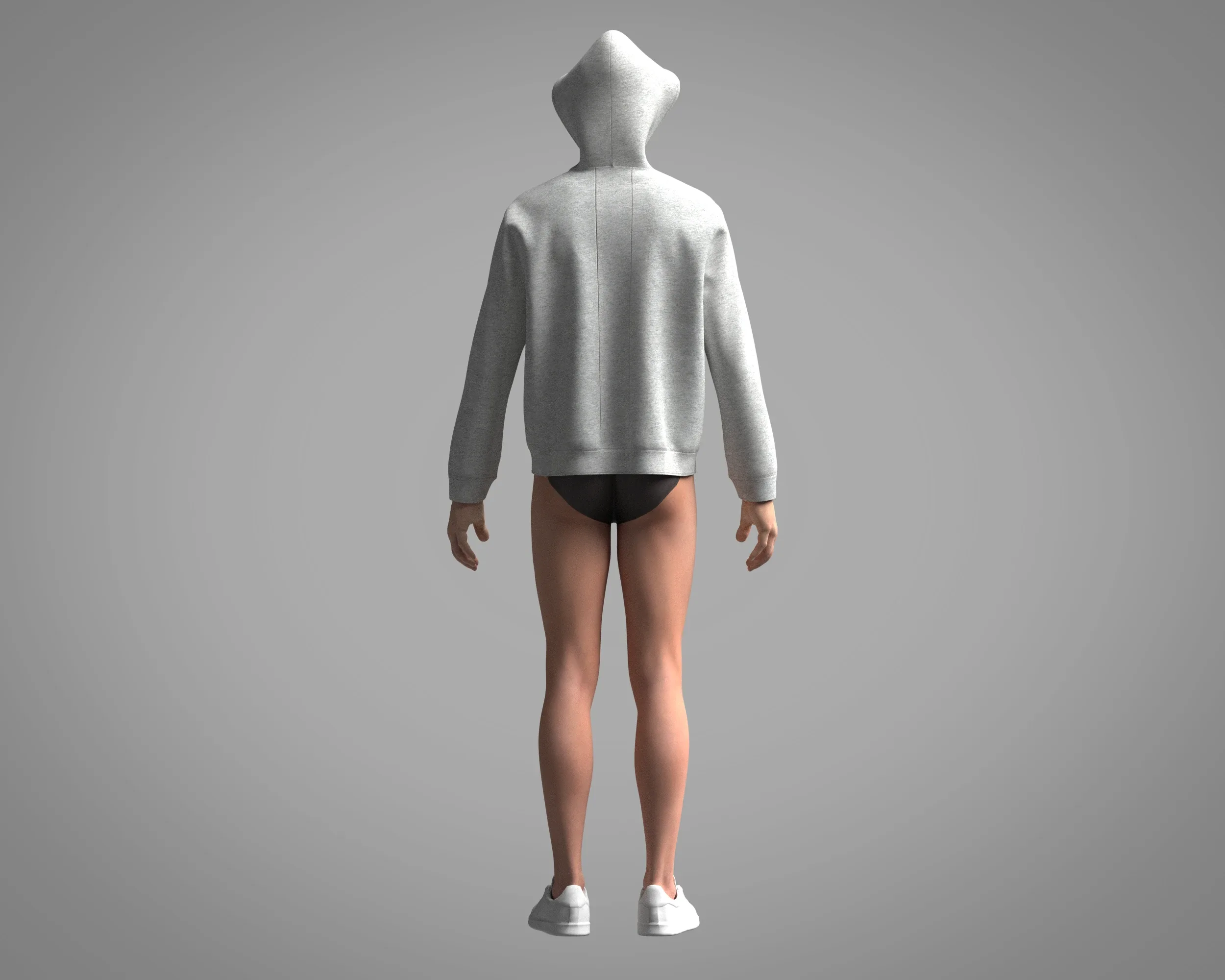 Mens Hoodie - Grey Melange | Marvelous / Clo3d / obj / fbx