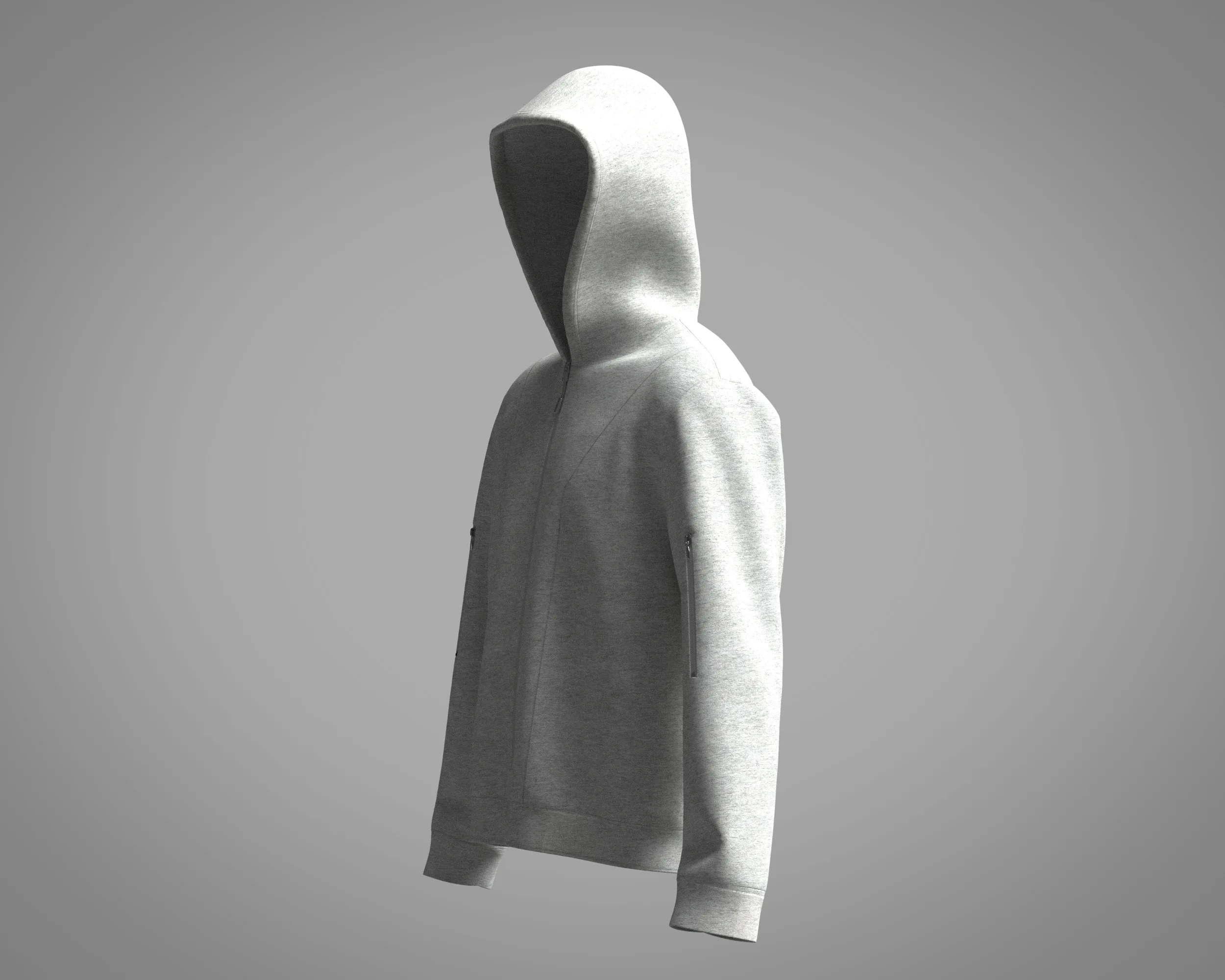 Mens Hoodie - Grey Melange | Marvelous / Clo3d / obj / fbx