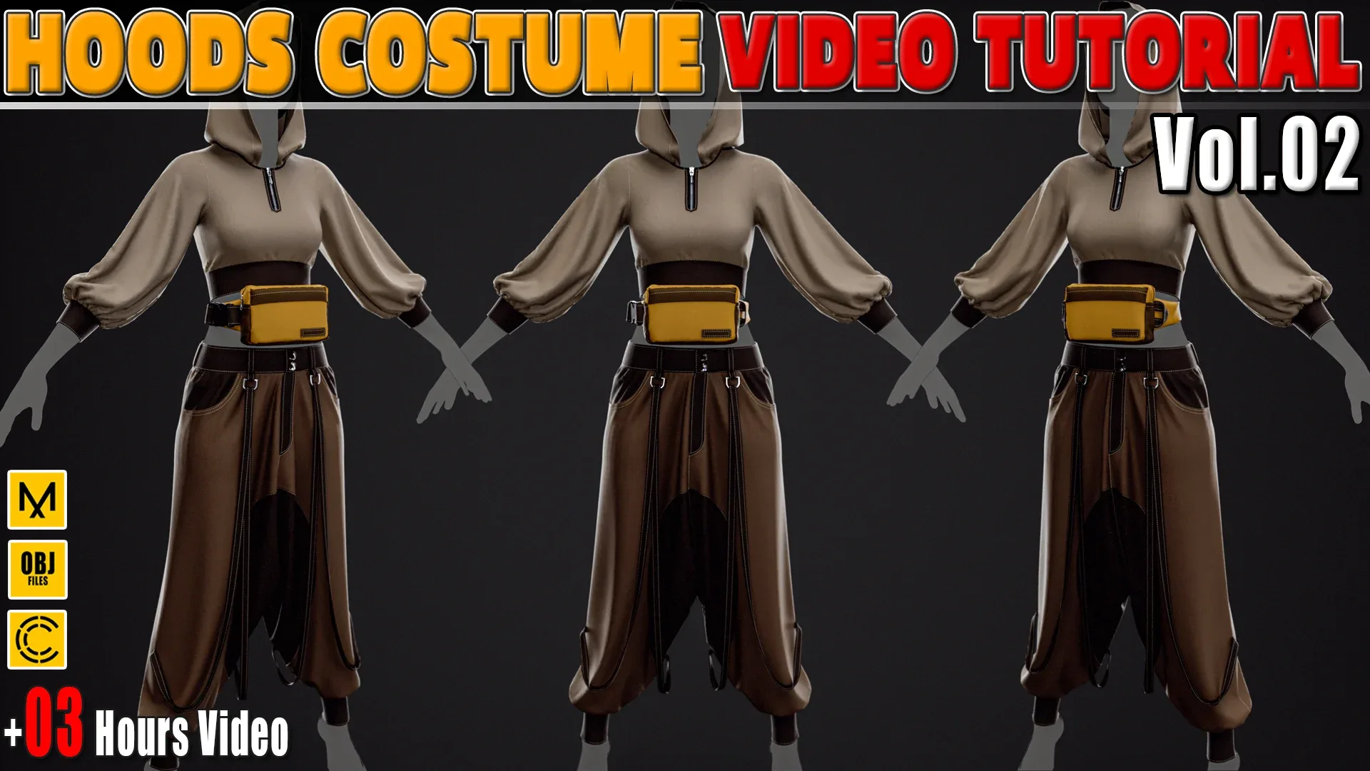 Hoods Costume + Clo3D/Marvelous + Video Tutorial + ZPRJ + OBJ + UV+ Texture Vol.02